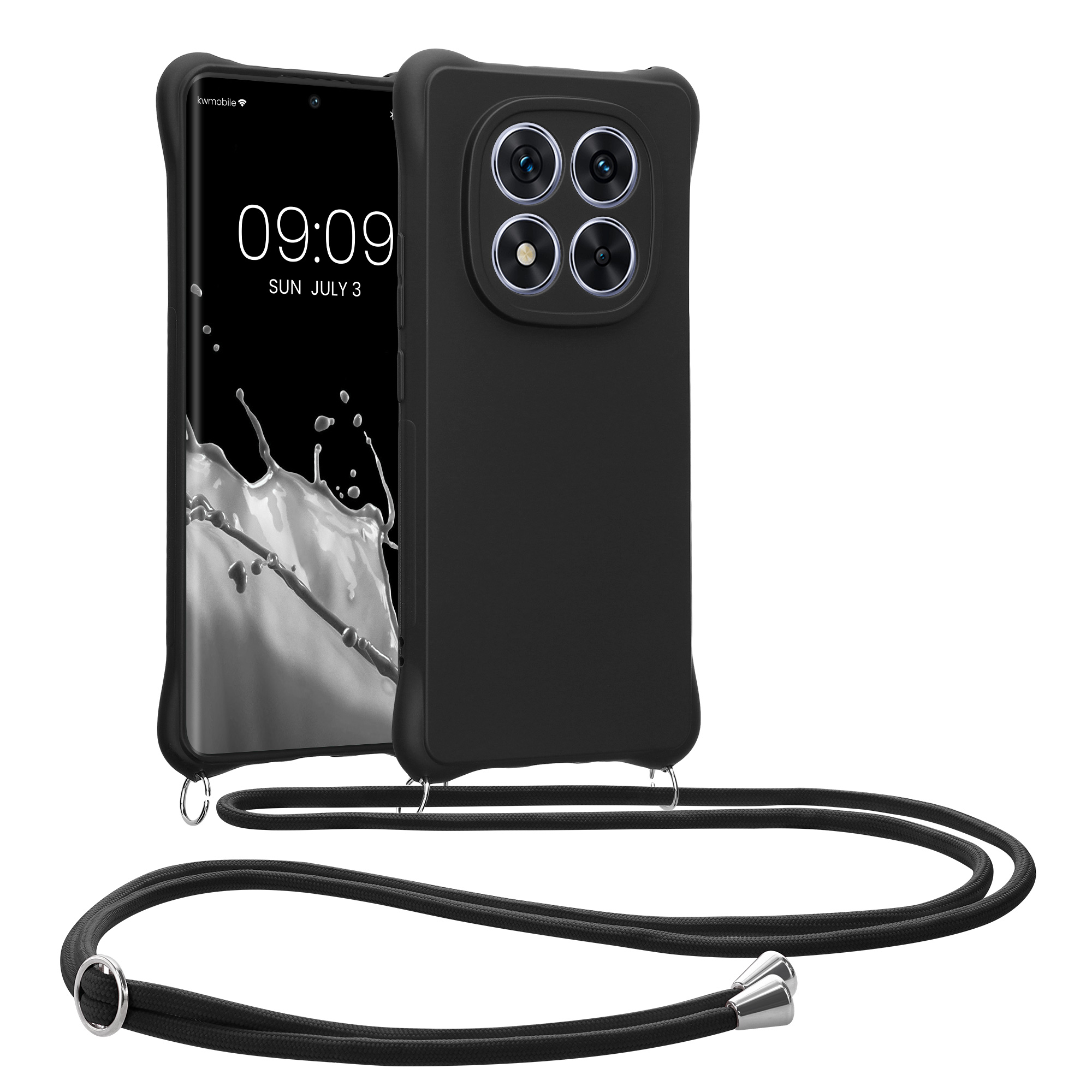 Kryt Xiaomi Redmi Note 14 Pro 5G crossbody popruh TPU černá matná kwmobile