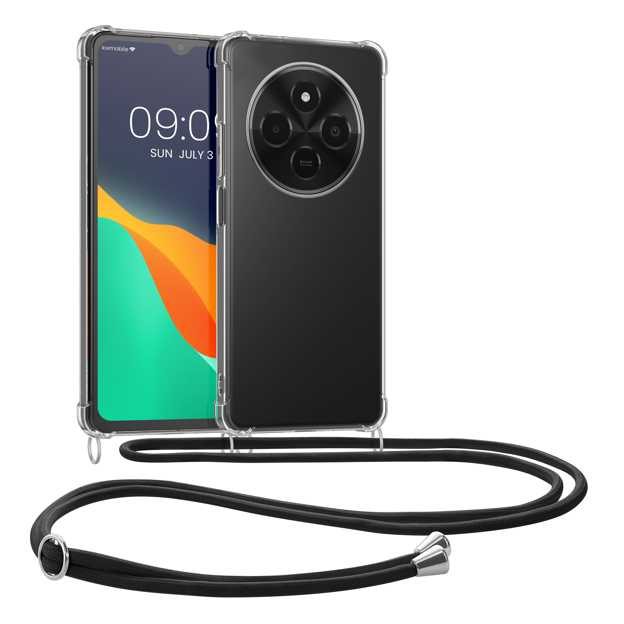 Kryt Xiaomi Redmi 14C crossbody popruh průhledná kwmobile