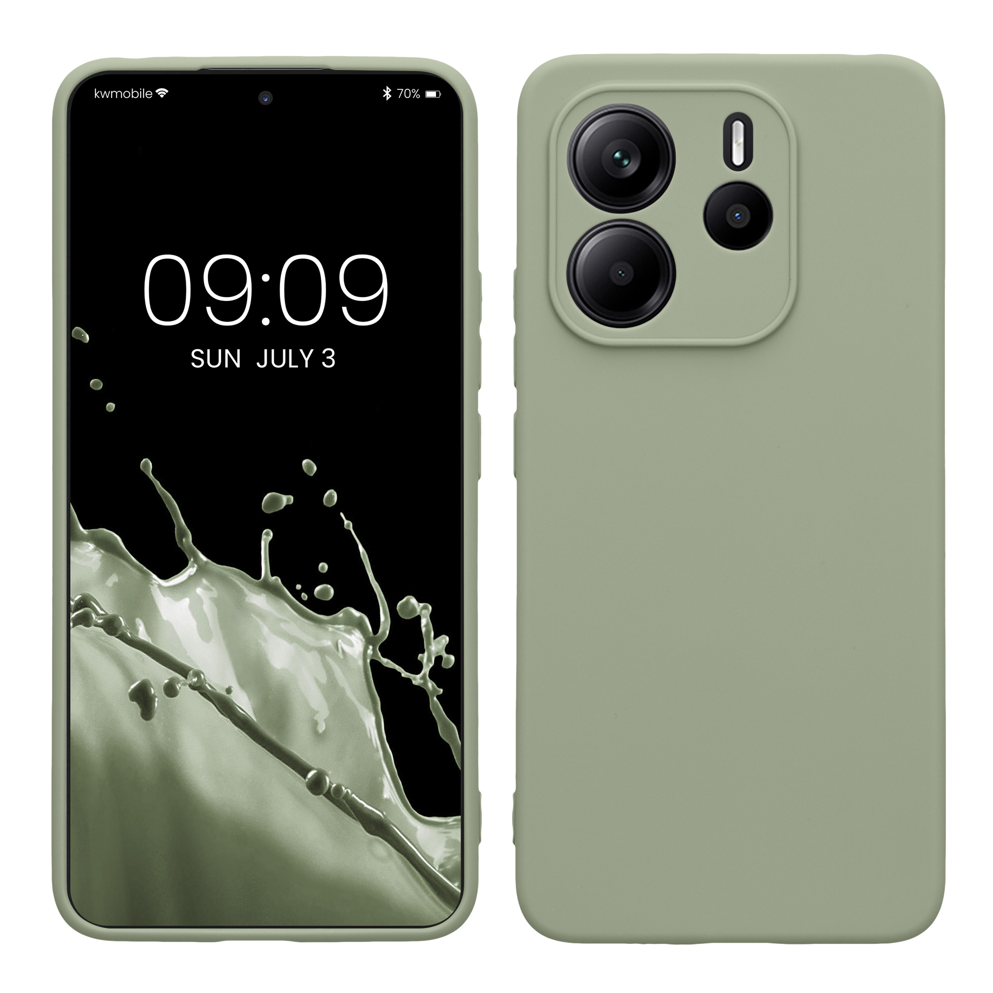 Kryt Xiaomi Redmi Note 14 4G (Not for 5G) silikonový TPU šedozelená kwmobile