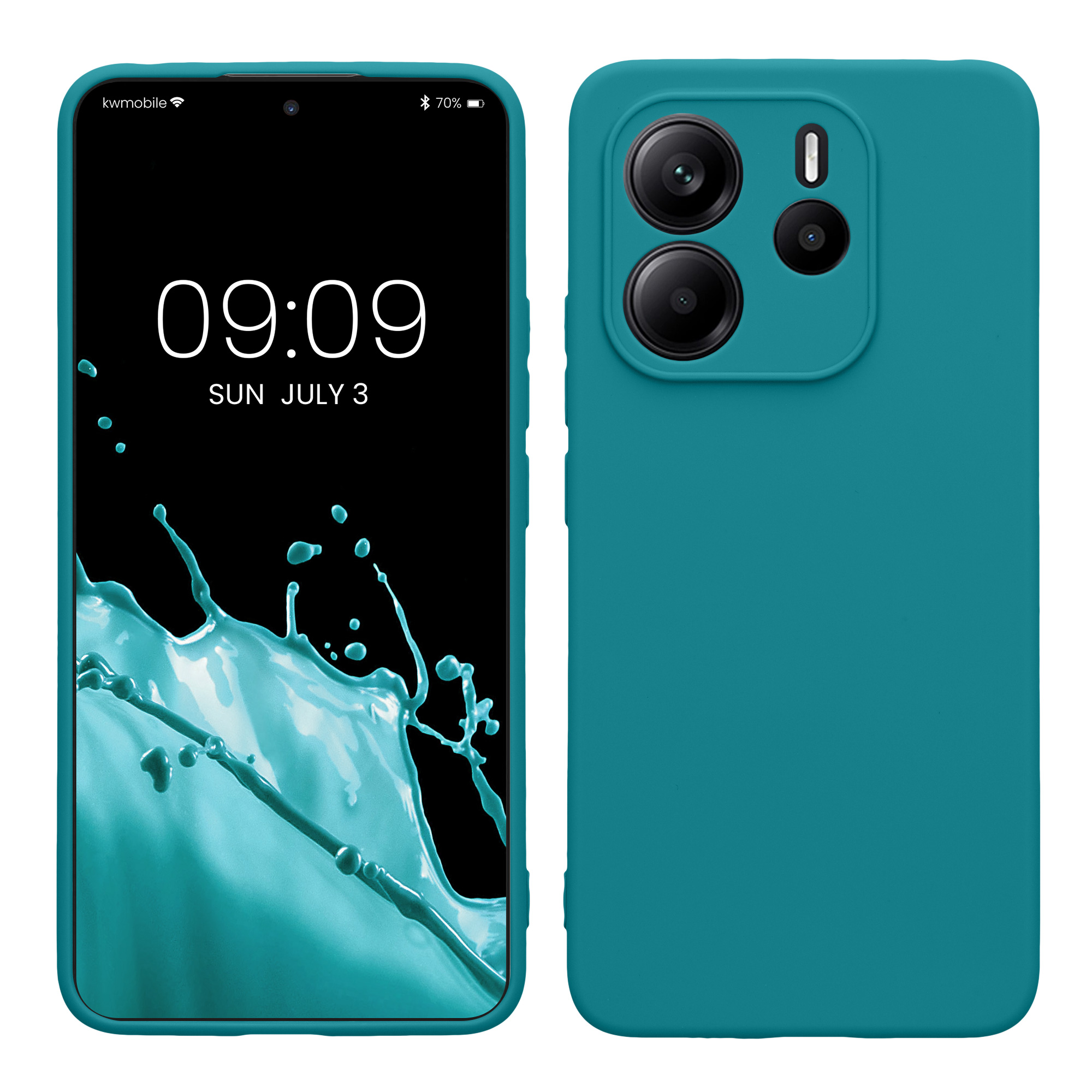 Kryt Xiaomi Redmi Note 14 4G (Not for 5G) silikonový TPU modrozelená matná kwmobile