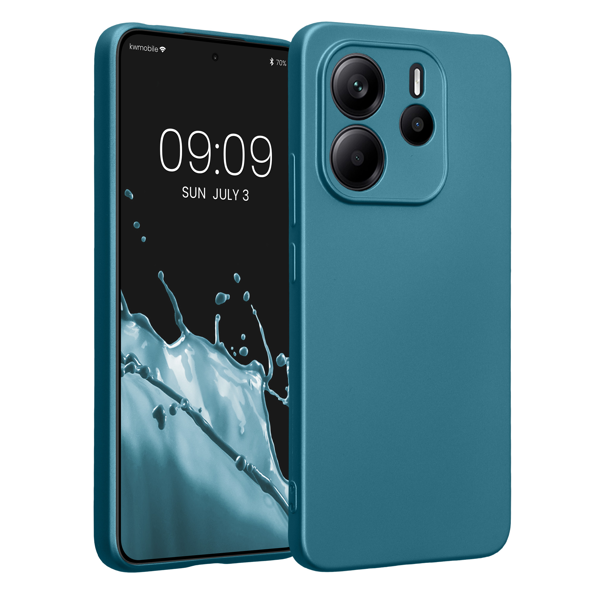 Kryt na mobil Xiaomi Redmi Note 14 4G - kwmobile, metalický karibský modrý