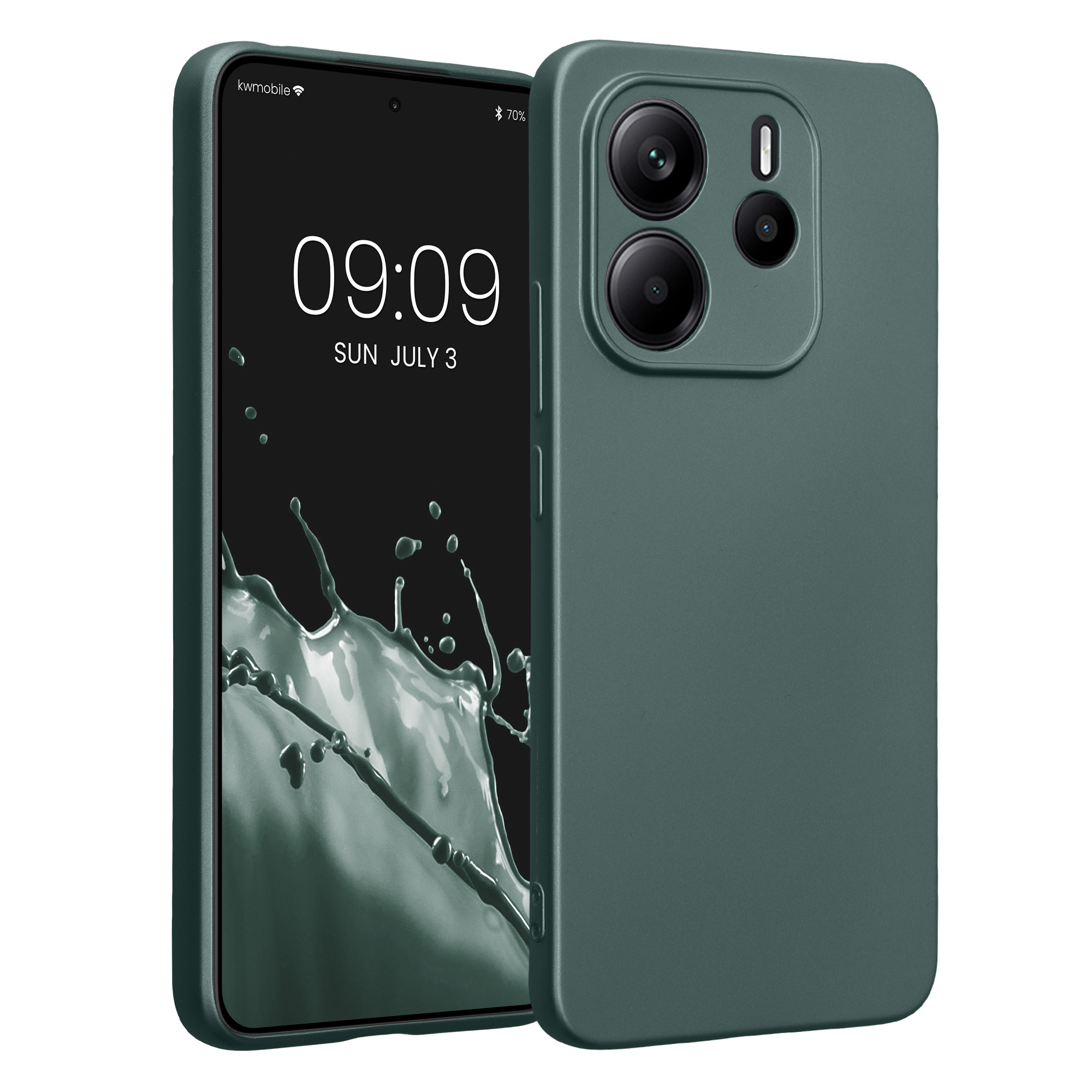 Kryt Xiaomi Redmi Note 14 4G (Not for 5G) metalický TPU metalická modrozelená kwmobile