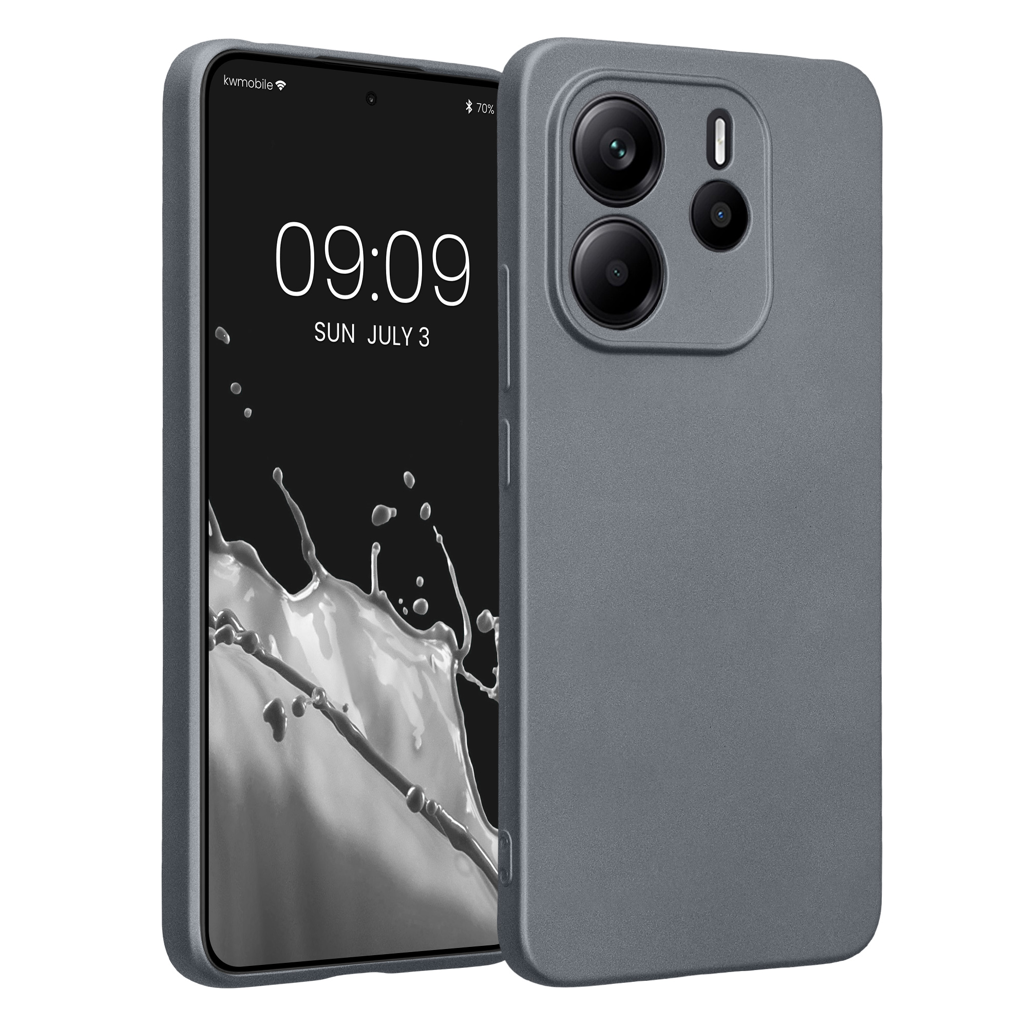 Pouzdro pro Xiaomi Redmi Note 14 4G (není pro verzi 5G) kwmobile metalické TPU - metalická šedá