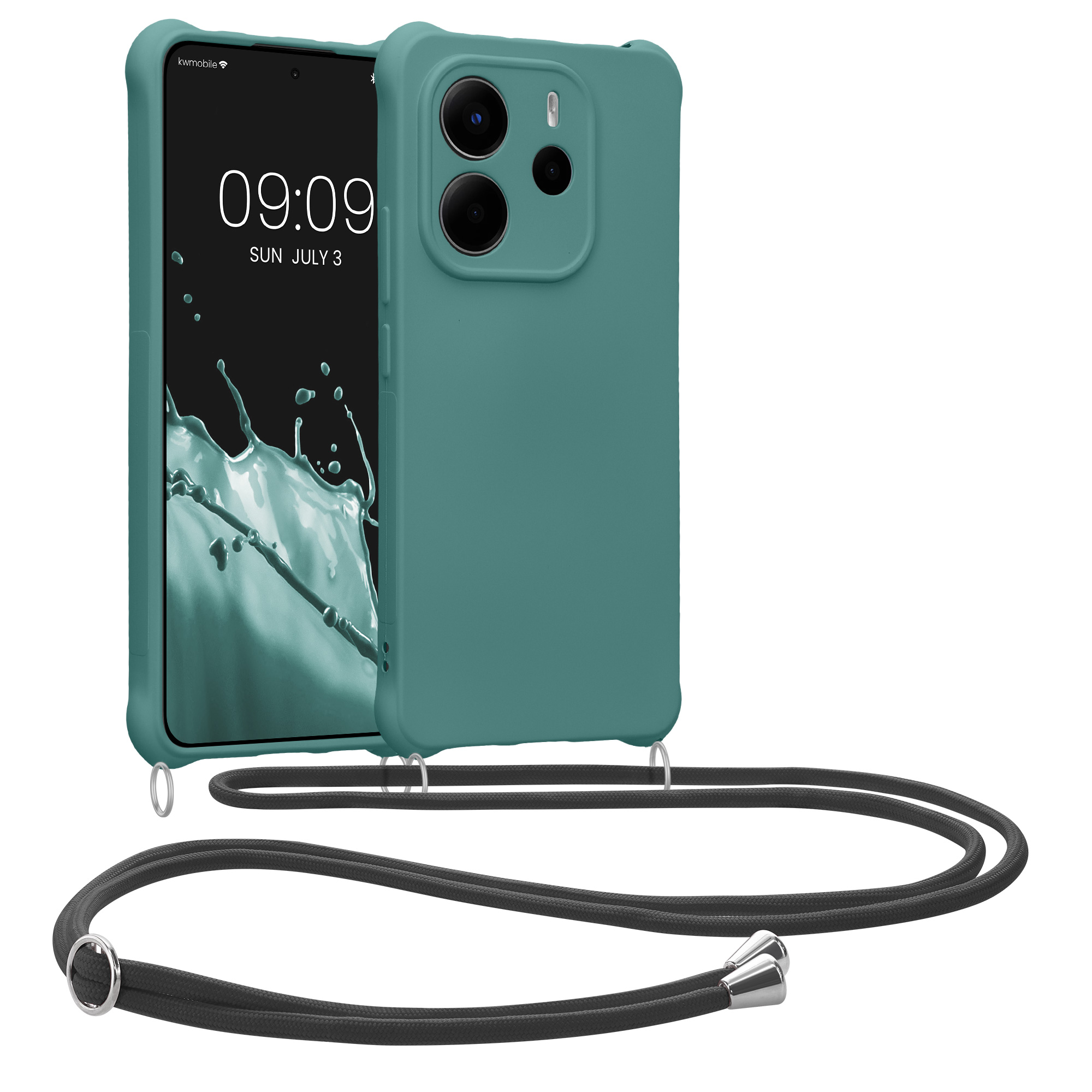 Kryt Xiaomi Redmi Note 14 4G (Not for 5G) crossbody popruh TPU Petrol kwmobile