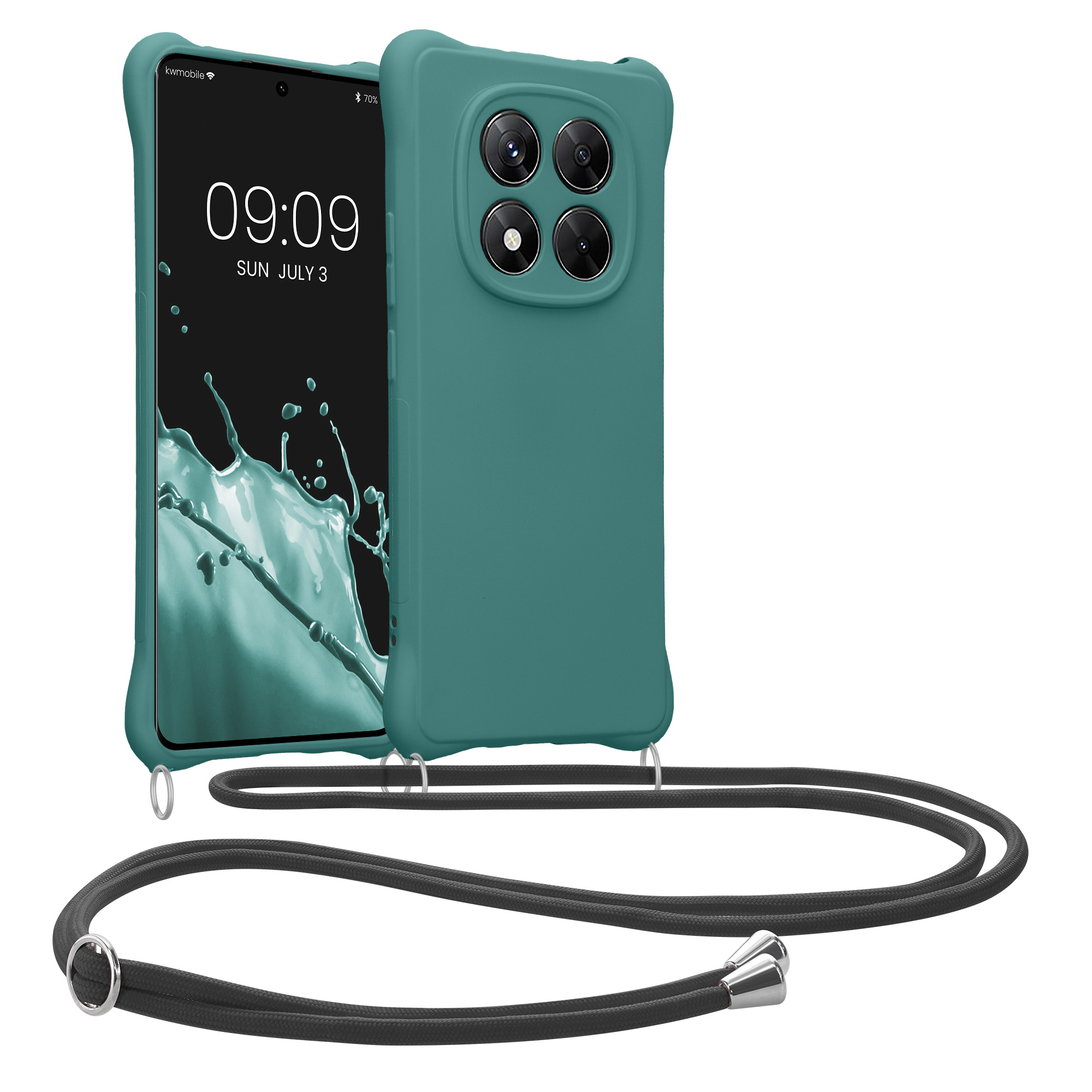 Kryt Xiaomi Redmi Note 14 Pro 4G crossbody popruh TPU Petrol kwmobile