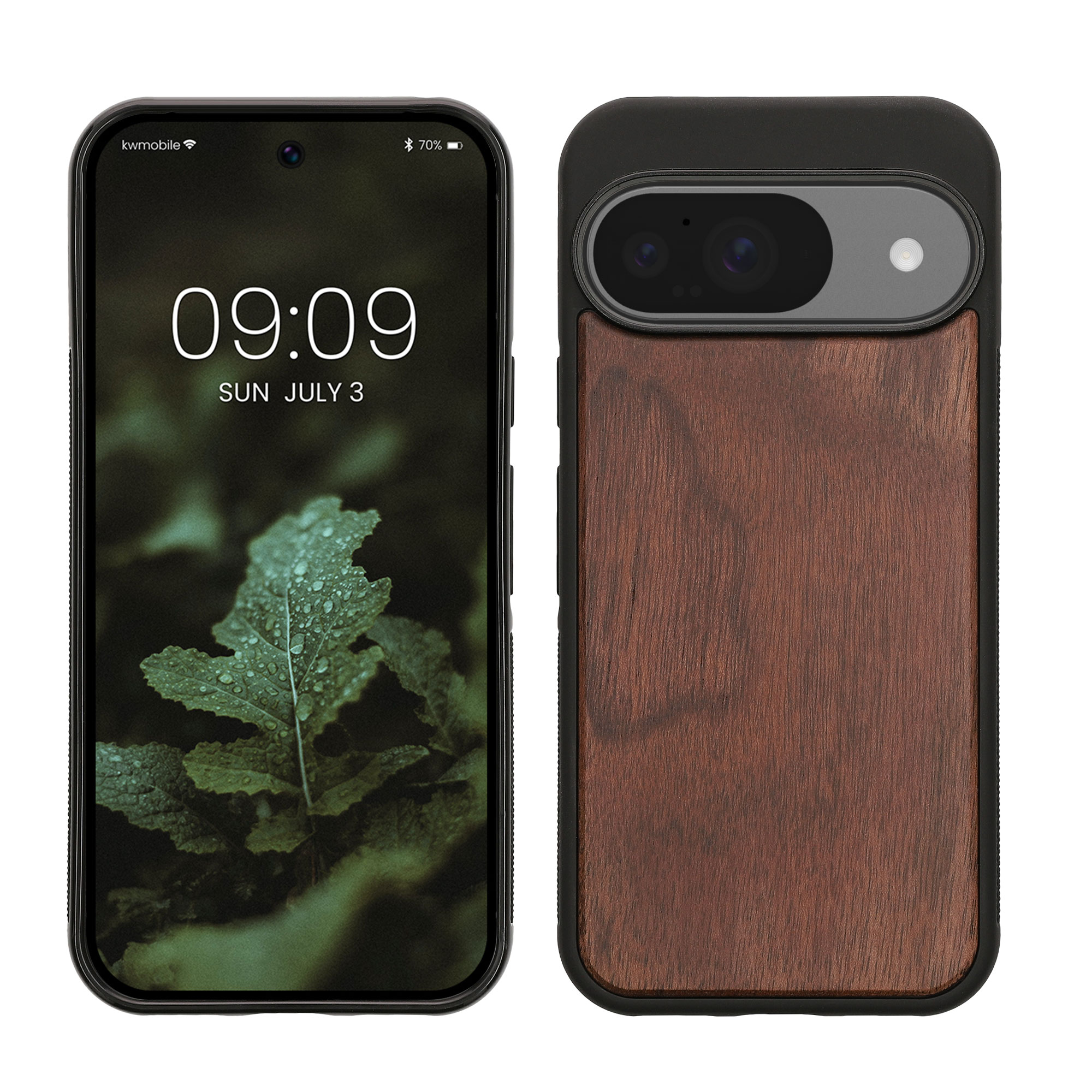Dřevěné pouzdro pro Google Pixel 10 / Pixel 10 Pro kwmobile - tvrdý obal v tmavě hnědé barvě