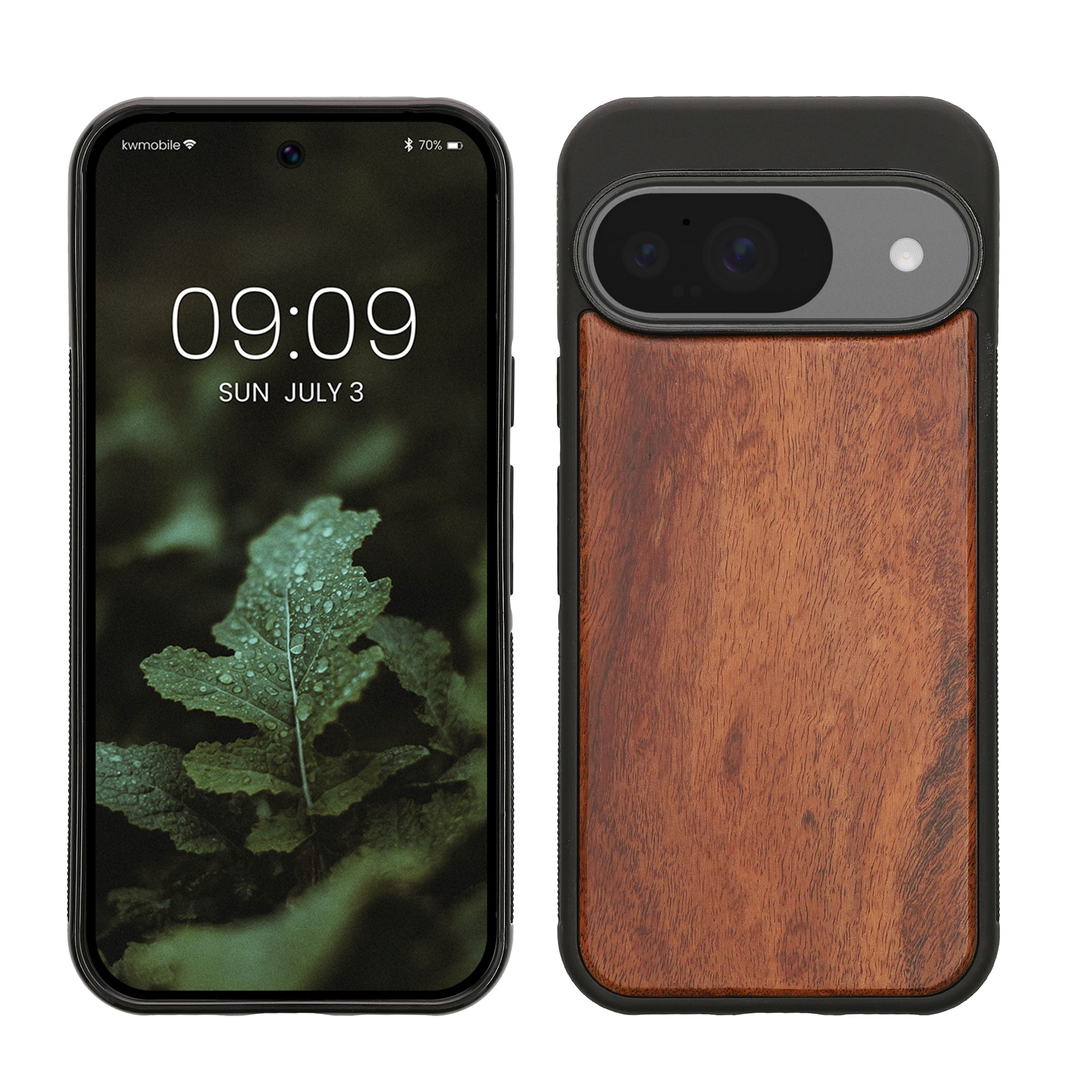 Dřevěný kryt kwmobile pro Google Pixel 10 / Pixel 10 Pro - vintage hnědá / hnědá