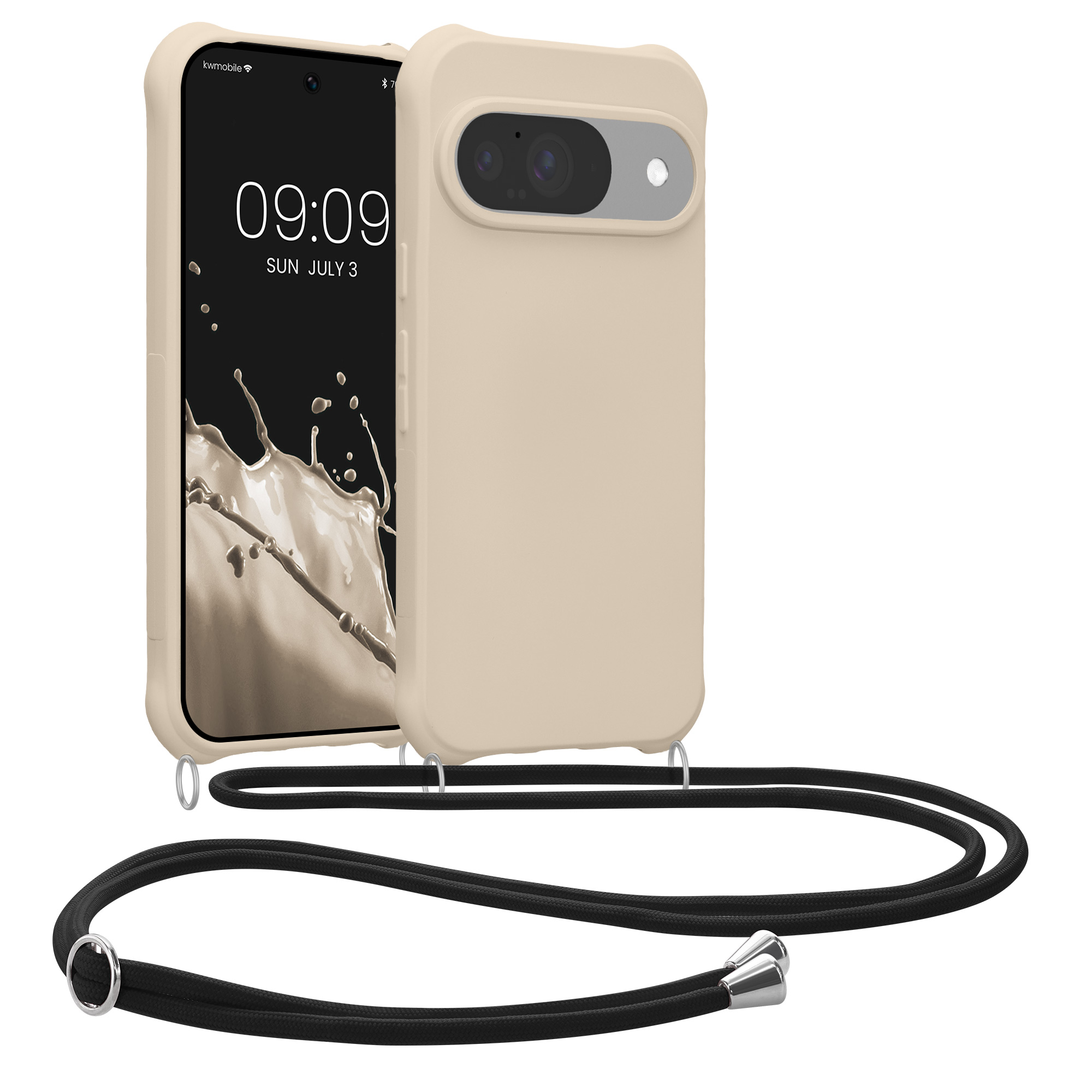 Pouzdro s popruhem (crossbody) pro Google Pixel 10 / Pixel 10 Pro kwmobile silikonové - krémová