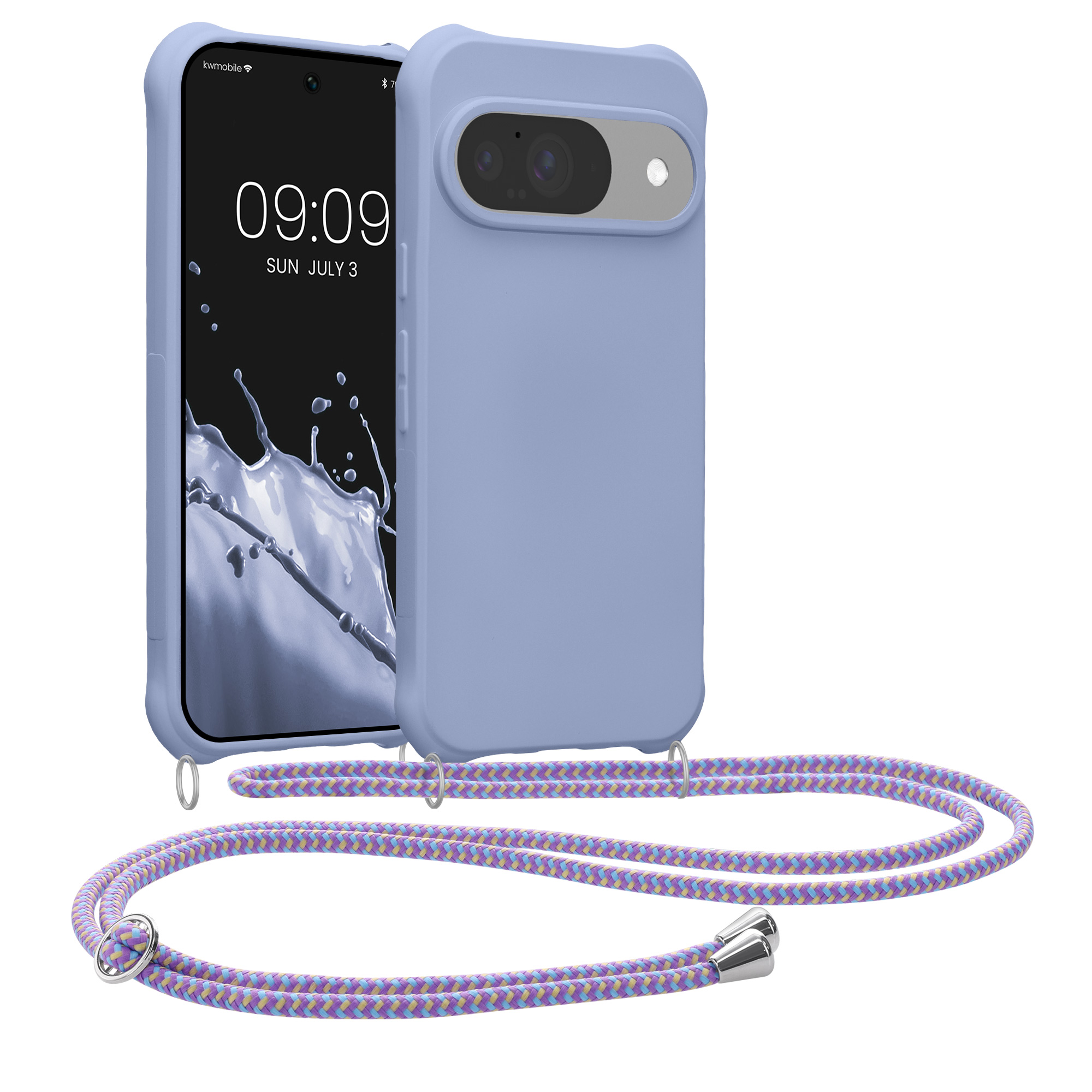 Pouzdro s popruhem (crossbody) pro Google Pixel 10 / Pixel 10 Pro kwmobile silikonové - levandulová