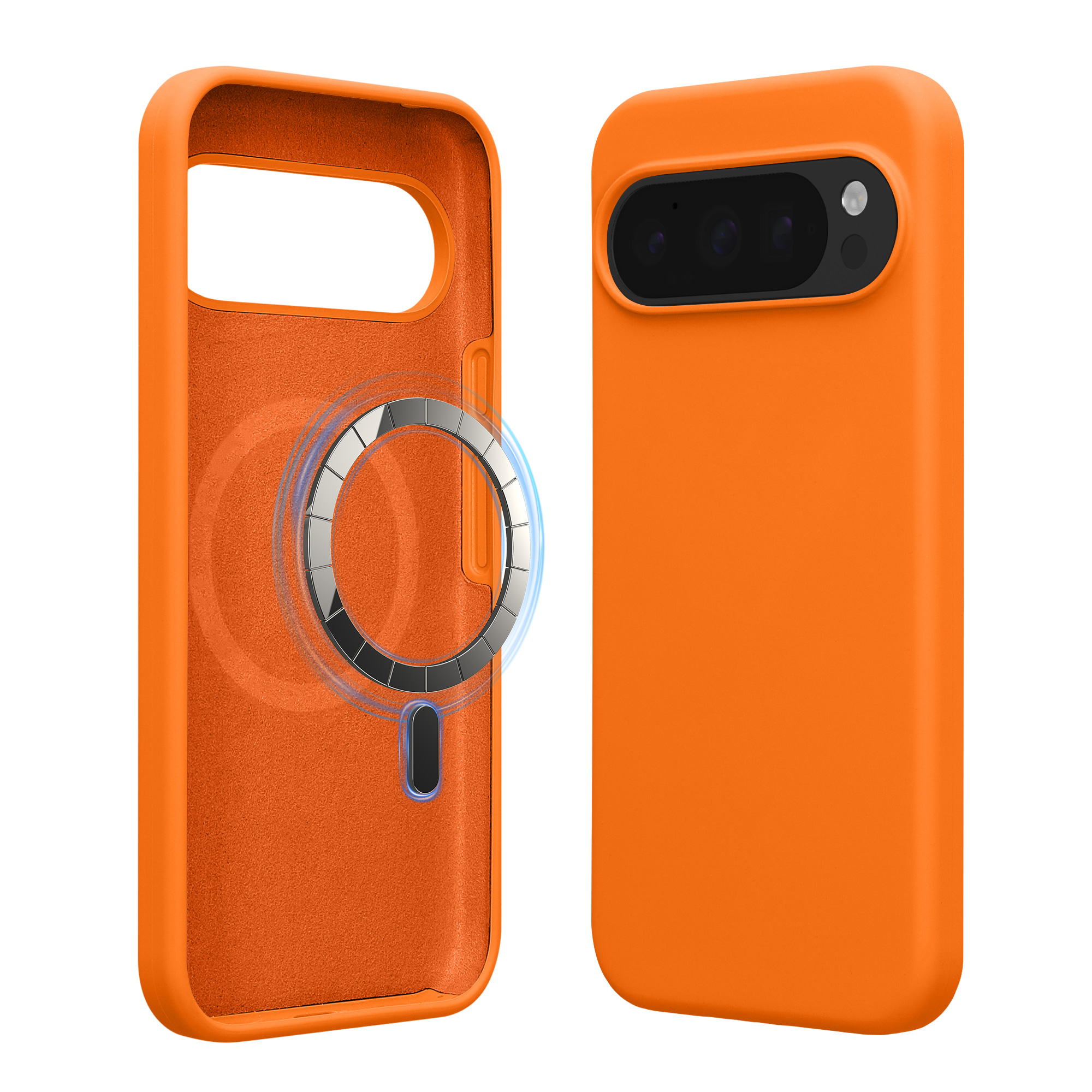 TPU silikonové pouzdro pro Google Pixel 10 / Pixel 10 Pro MagSafe, magnetické a protiskluzové kwmobile ‑ ovocná oranžová