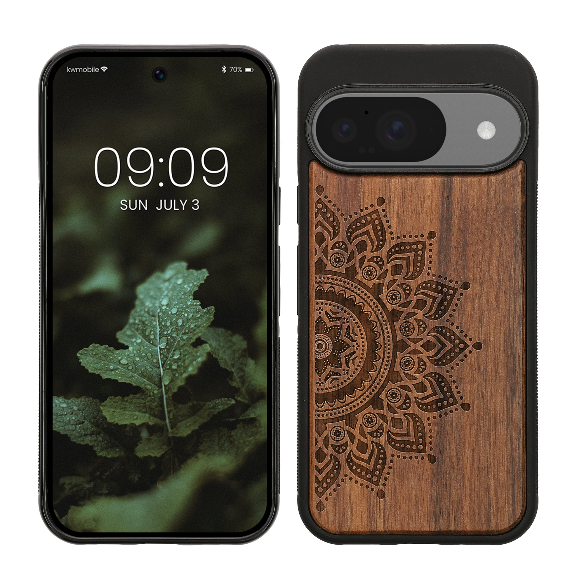 Dřevěný kryt kwmobile pro Google Pixel 10 / Pixel 10 Pro - tmavě hnědá