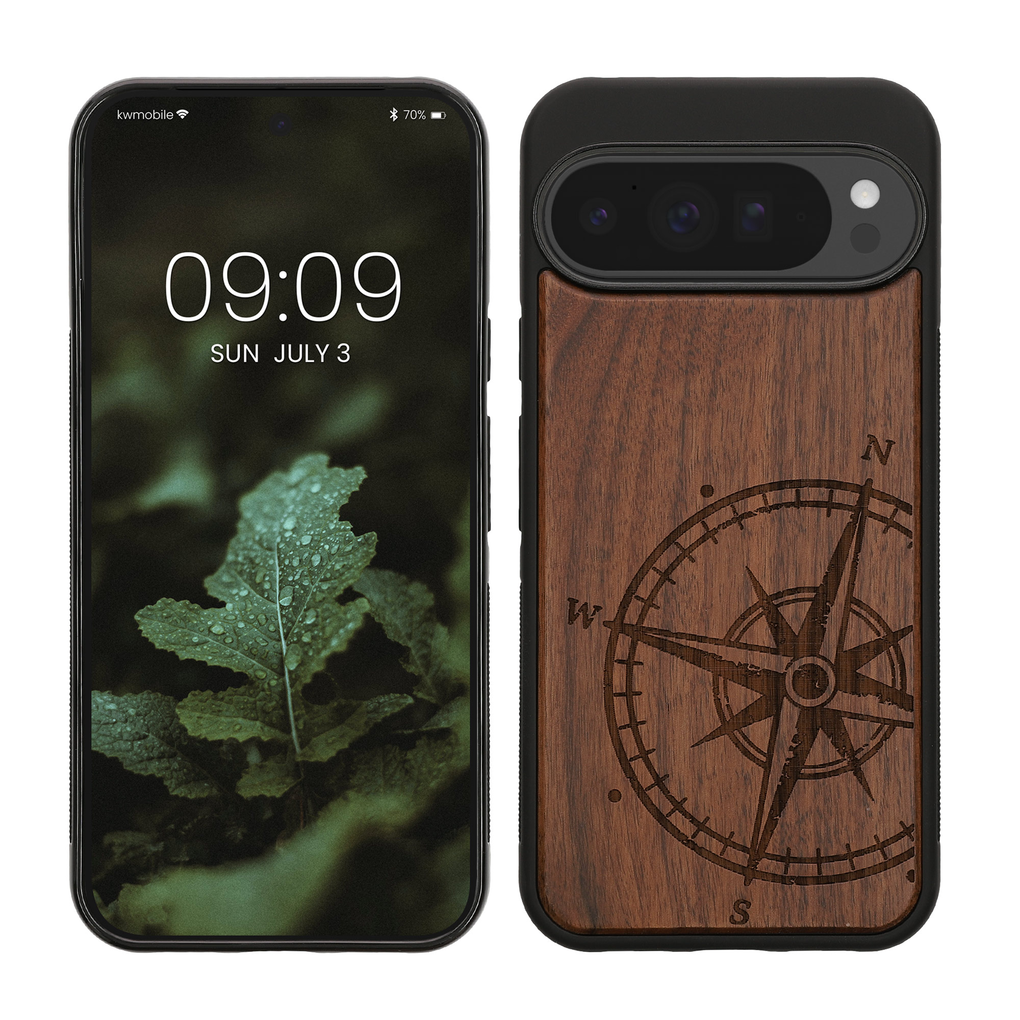 Dřevěné pouzdro pro Google Pixel 10 Pro XL kwmobile - tvrdý obal v tmavě hnědé barvě