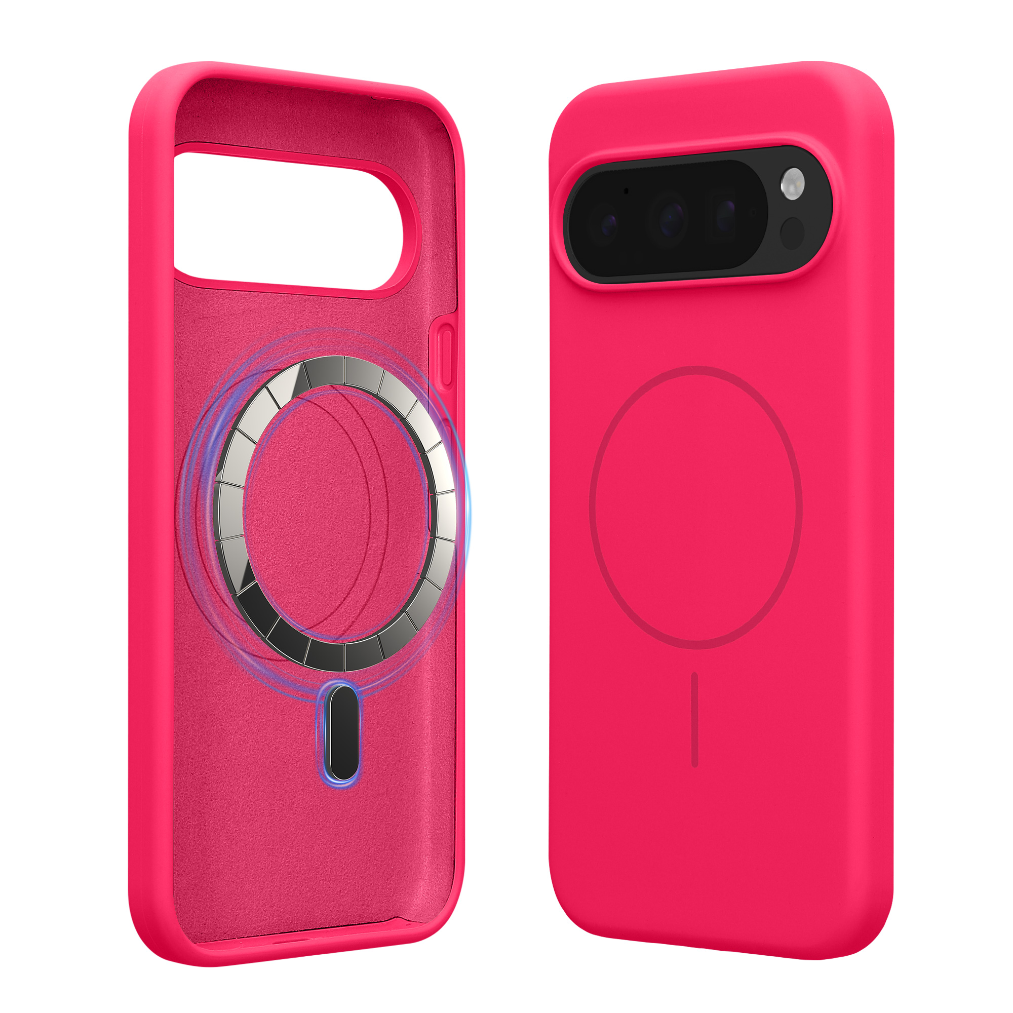 Magnetické silikonové pouzdro pro Google Pixel 10 Pro XL kwmobile MagSafe - neonově růžová