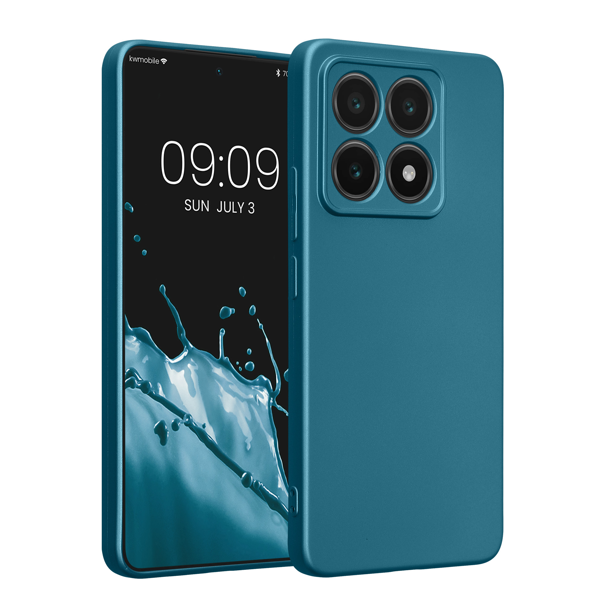 Kryt na mobil Xiaomi 14T kwmobile Metallic TPU metalická karibsky modrá