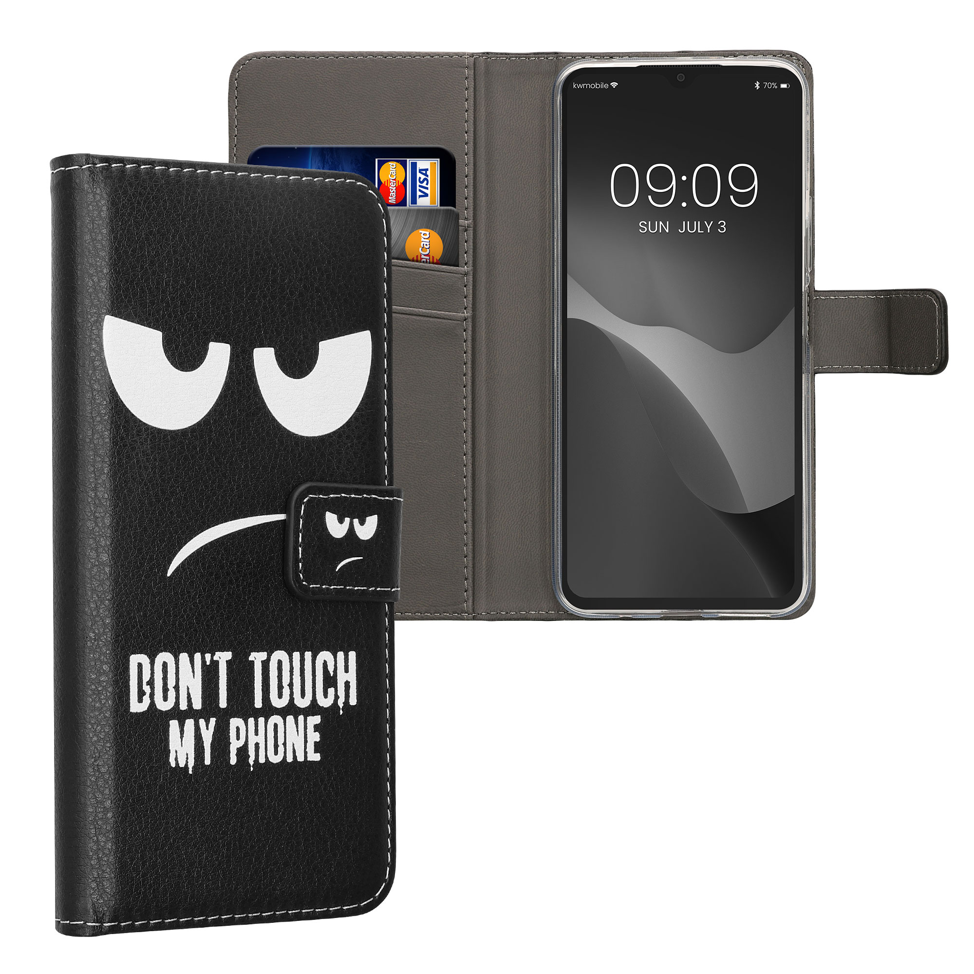 Kryt Xiaomi Redmi 14C přihrádka karta TPU bílá/černá - motiv "Nesahej na můj telefon" kwmobile