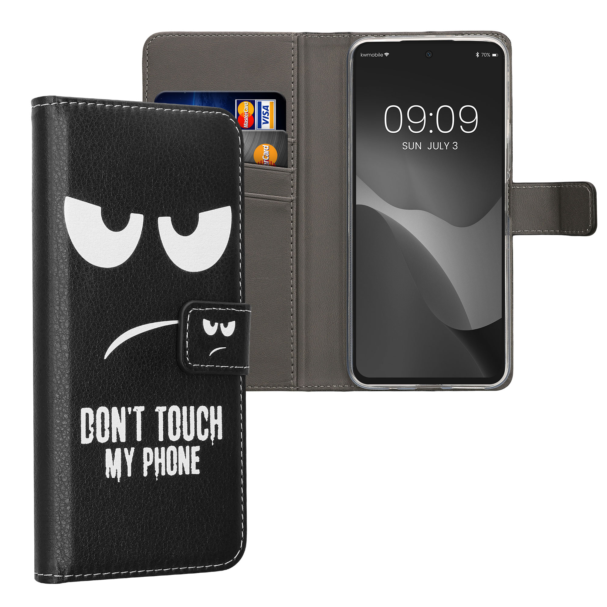 Kryt Xiaomi Redmi 13 přihrádka karta TPU bílá/černá - motiv "Don't Touch My Phone" kwmobile