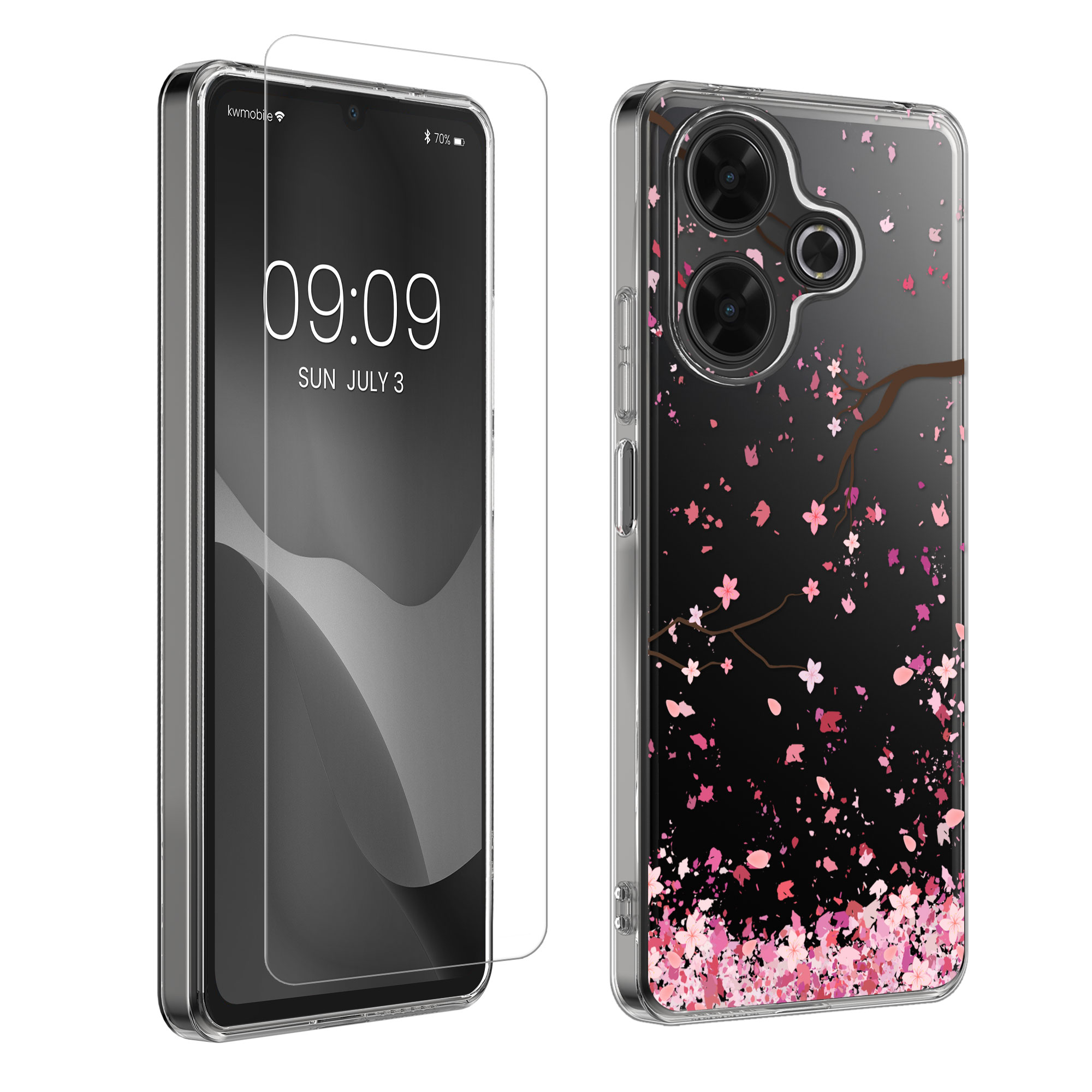 Průhledný kryt Xiaomi Redmi 13 sada ochranné sklo kwmobile