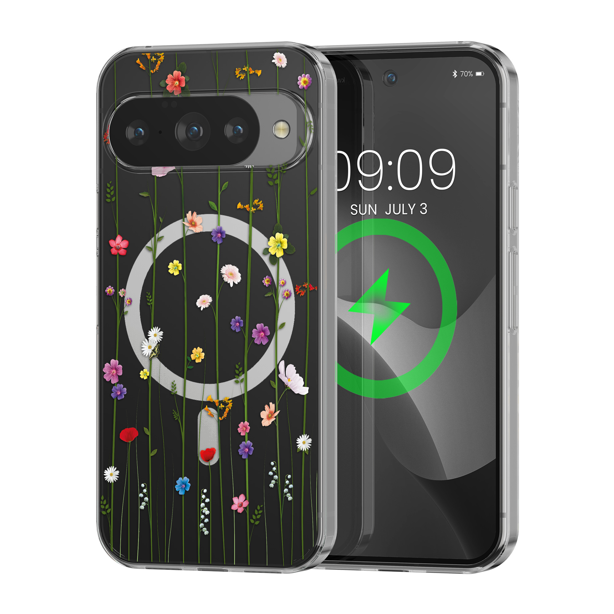 Čiré pouzdro na telefon pro Google Pixel 10 / Pixel 10 Pro kwmobile MagSafe TPU - motiv popínavé polní květiny