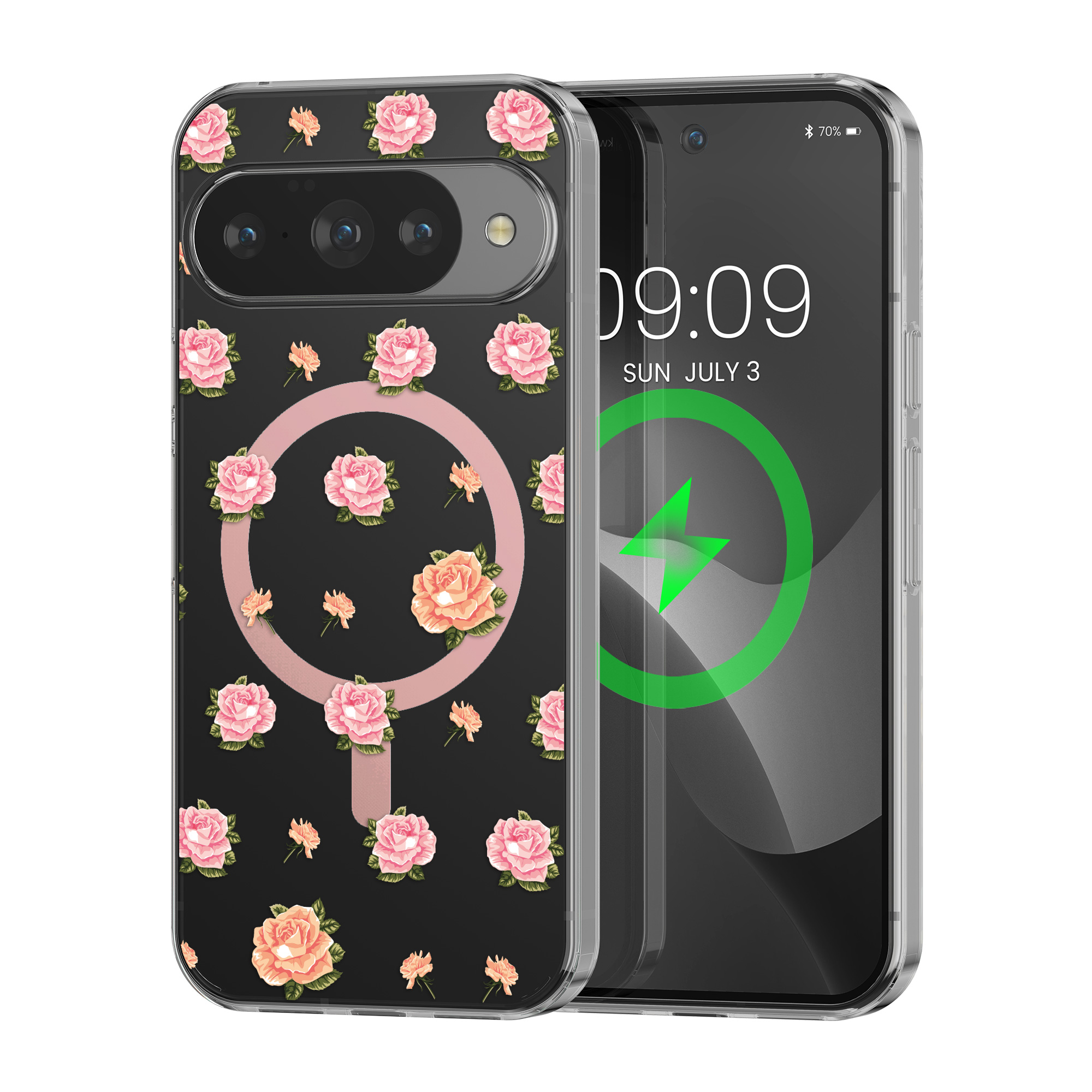 Čiré pouzdro na telefon pro Google Pixel 10 / Pixel 10 Pro kwmobile MagSafe TPU - motiv vintage růže