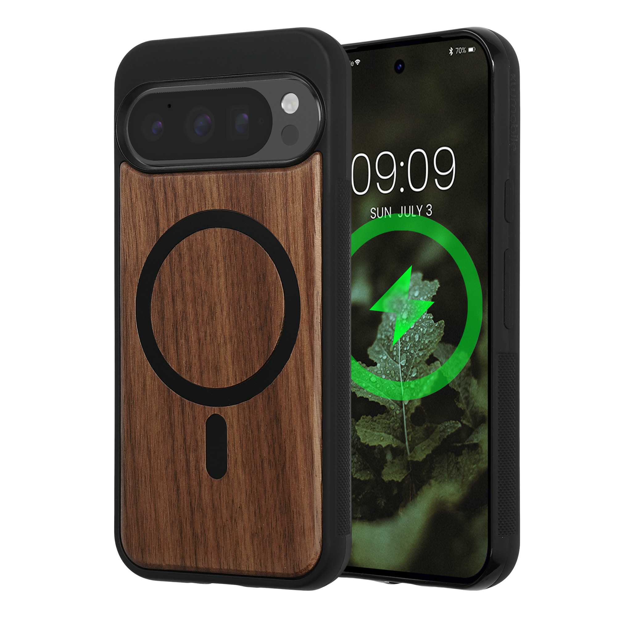 Pouzdro pro Google Pixel 9 / Pixel 9 Pro kwmobile MagSafe dřevěné - dřevo, tmavě hnědá