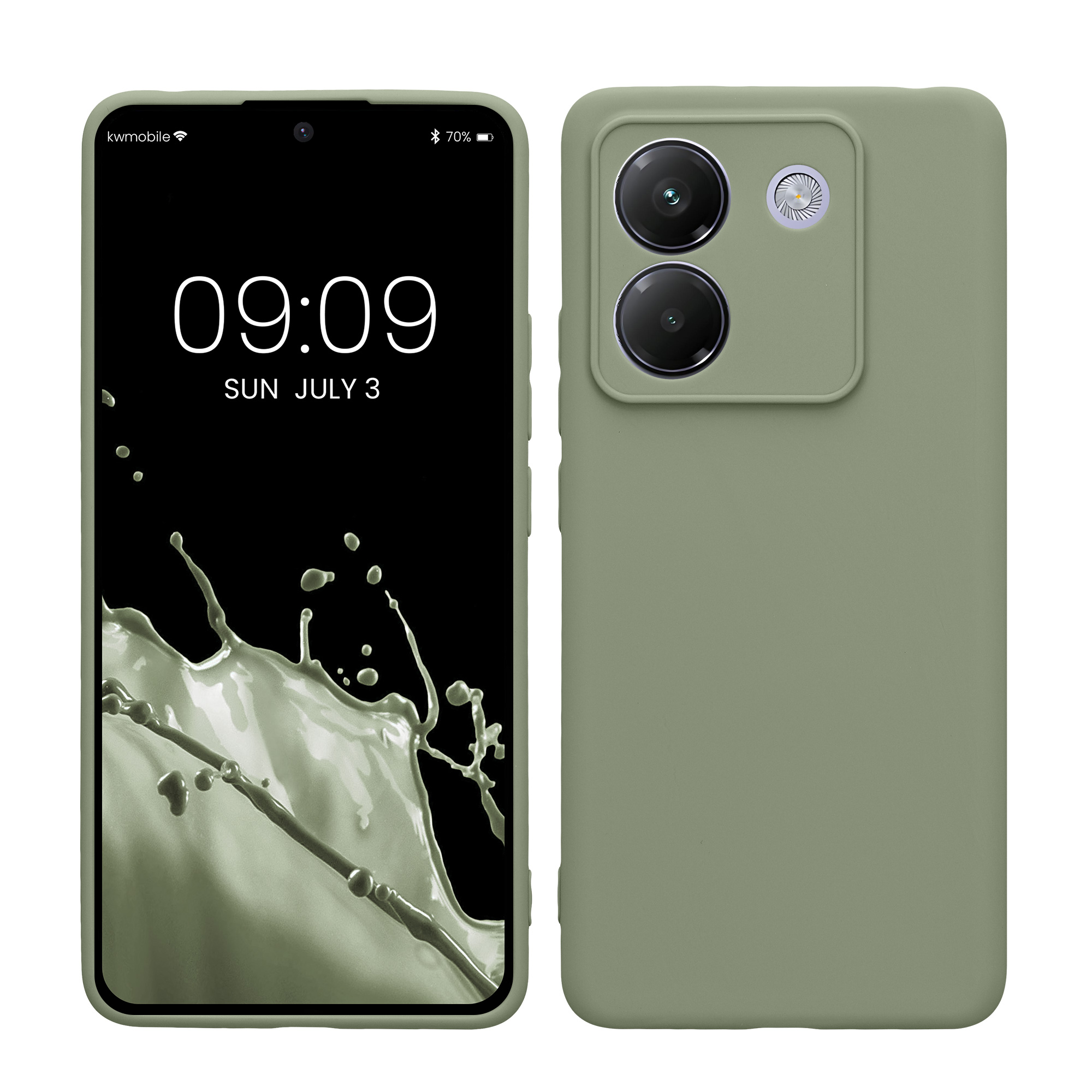 Kryt Xiaomi Poco M7 pro 5G silikonový TPU šedozelená kwmobile