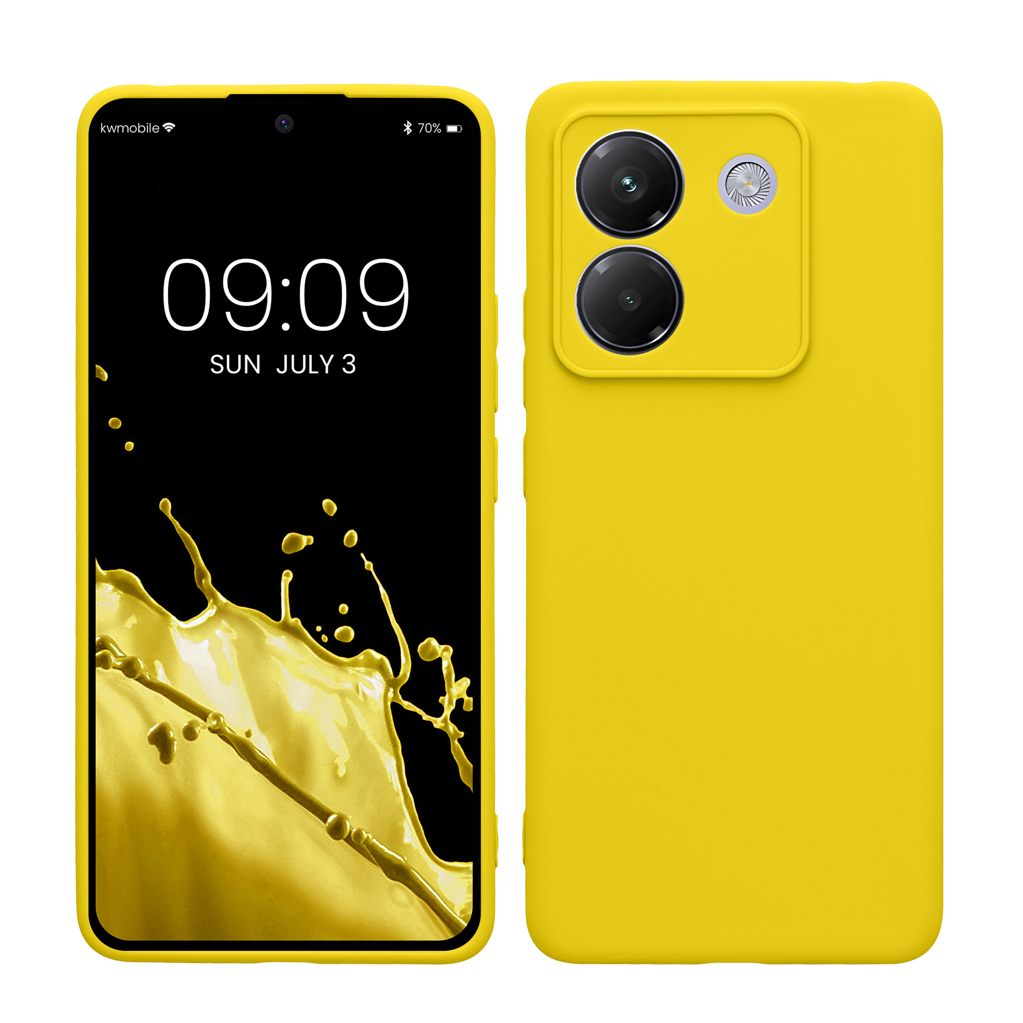 Kryt Xiaomi Poco M7 pro 5G silikonový TPU zářivě žlutá kwmobile