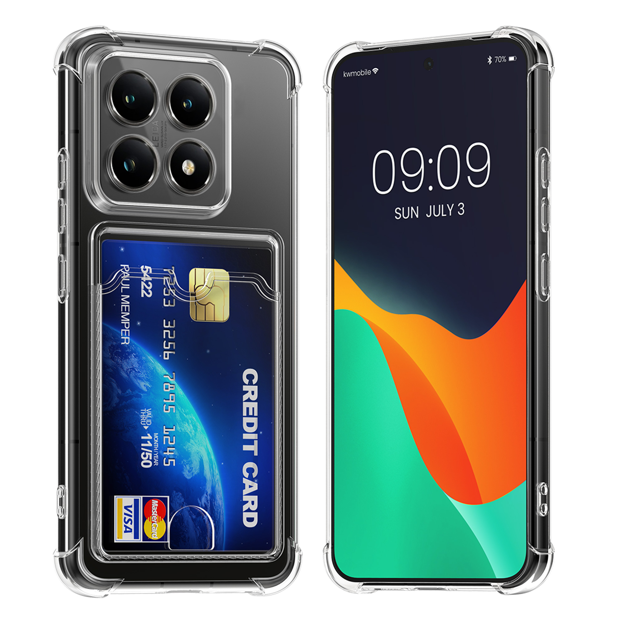 Kryt na mobil Xiaomi 14T Pro kwmobile Card Slot transparentní