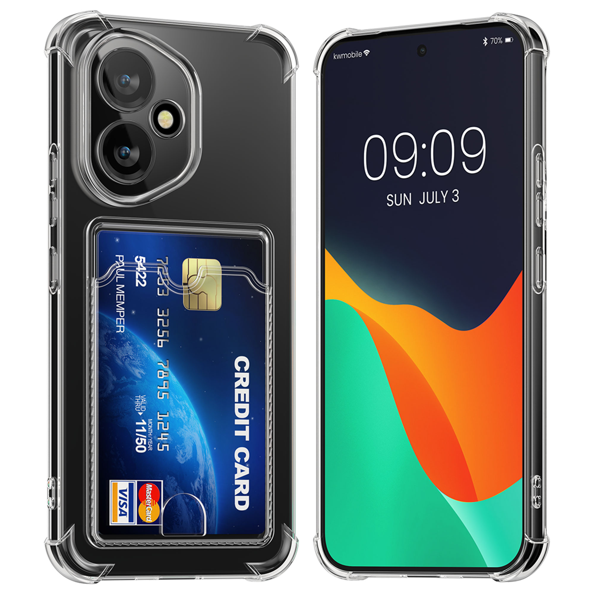 Kryt na mobil HONOR 400 kwmobile TPU s přihrádkou na kartu transparentní