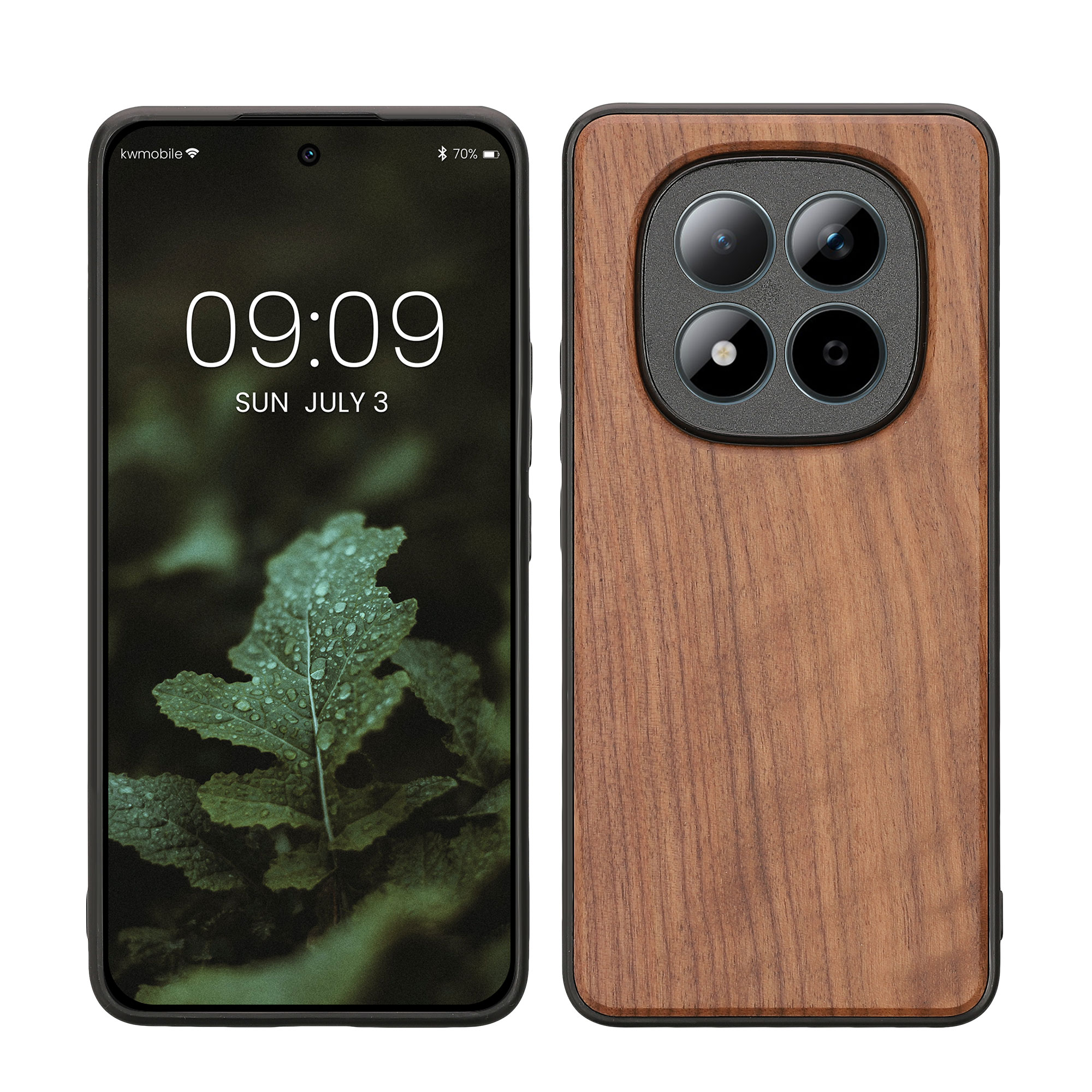 Dřevěné pouzdro pro Xiaomi Redmi Note 15 Pro 4G kwmobile - tvrdý obal v tmavě hnědé barvě