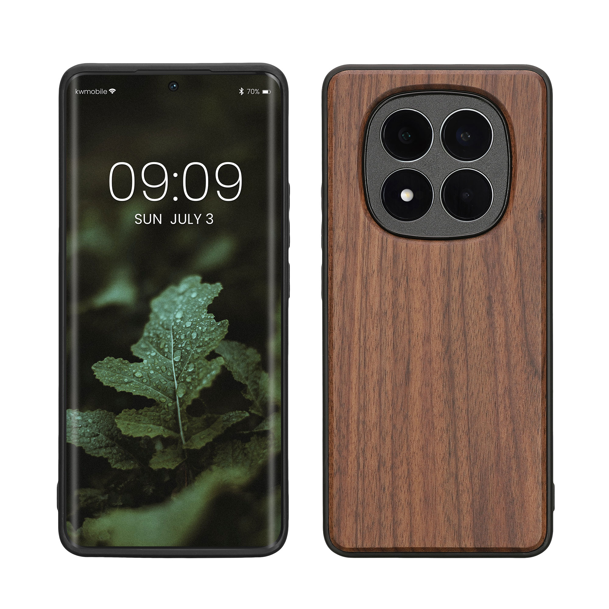 Dřevěné pouzdro pro Xiaomi Redmi Note 15 4G / 5G / Poco M8 5G kwmobile - tvrdý obal v tmavě hnědé barvě