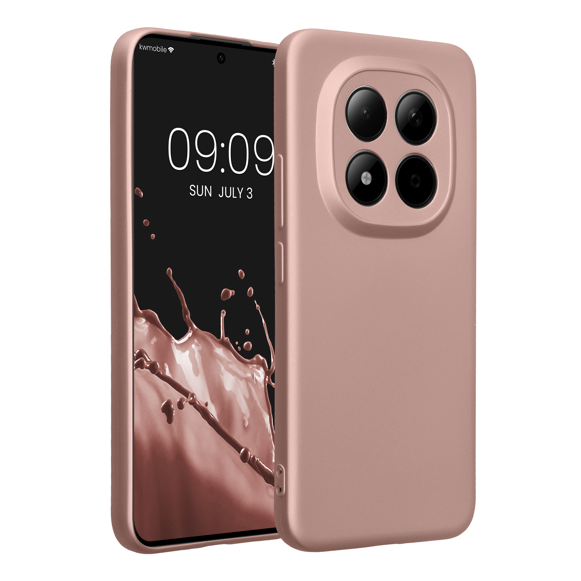 Metalický TPU kryt kwmobile pro Xiaomi Redmi Note 15 Pro+ 5G / Poco M8 Pro 5G - metalická růžově zlatá