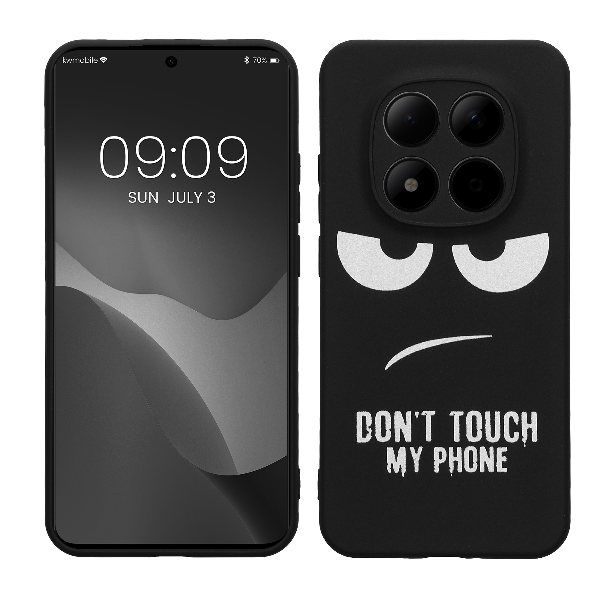 TPU silikonový kryt pro Xiaomi Redmi Note 15 Pro 5G, měkký a protiskluzový kwmobile ‑ „nesahej na můj telefon“, bílá / černá