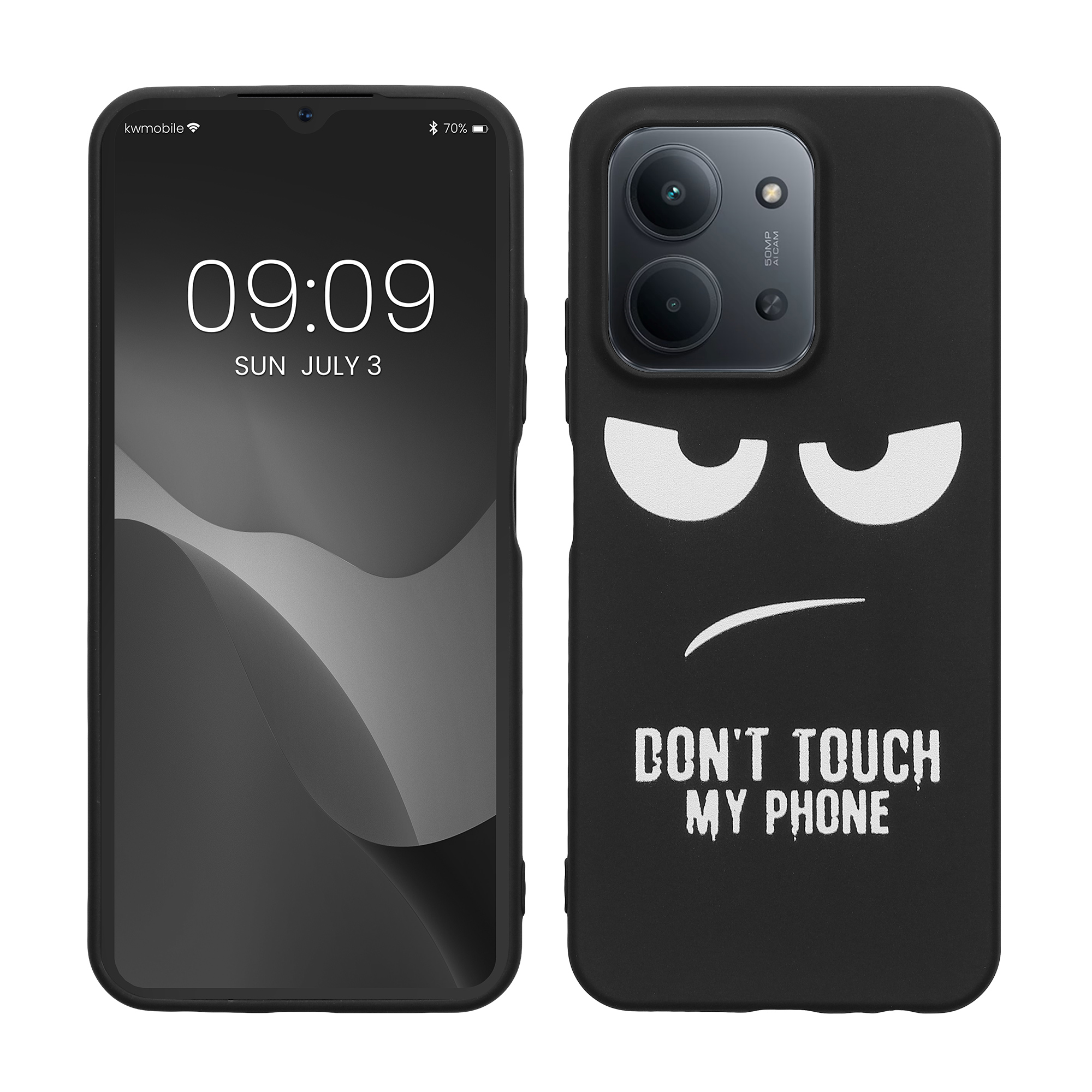 TPU silikonové pouzdro pro Xiaomi Redmi 15C / Poco C85 kwmobile - bílá „nesahej na můj telefon“ / černá