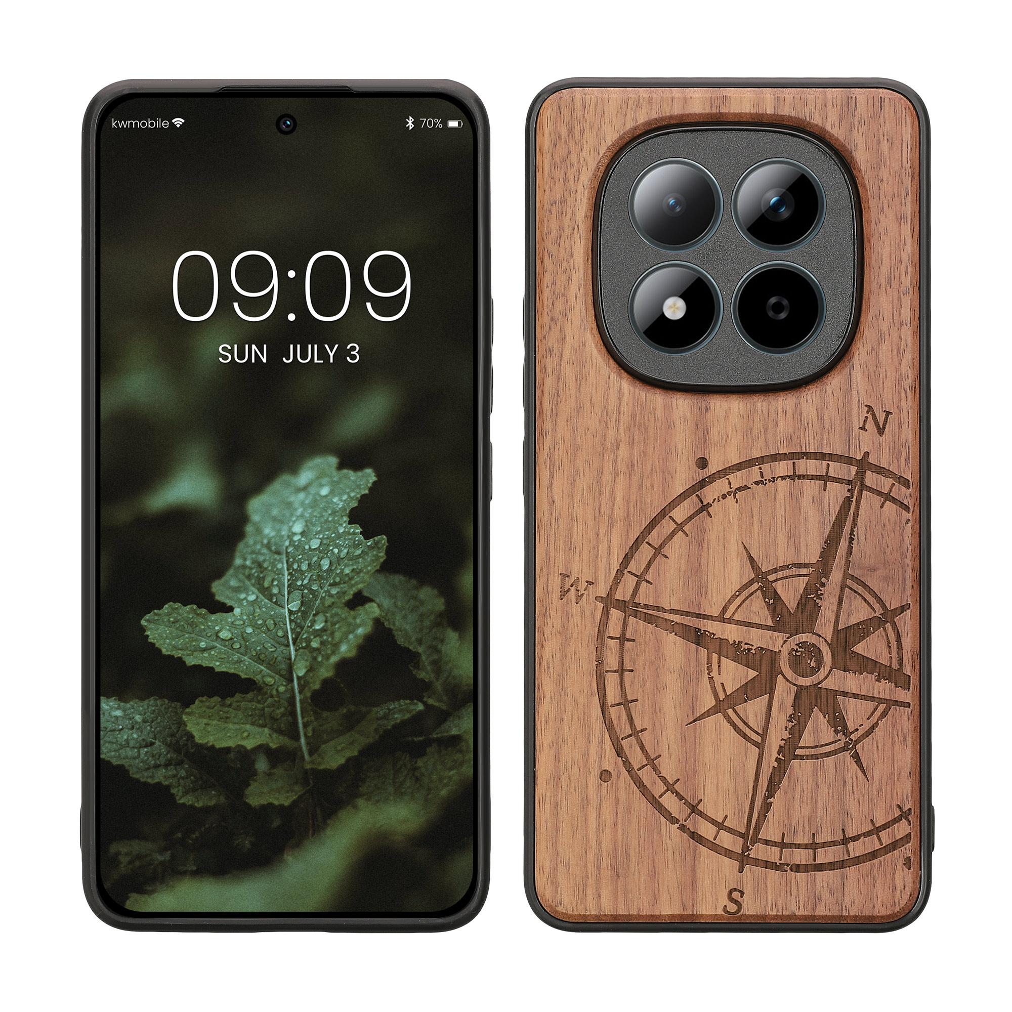 Dřevěné pouzdro pro Xiaomi Redmi Note 15 Pro 4G kwmobile - tvrdý obal v tmavě hnědé barvě