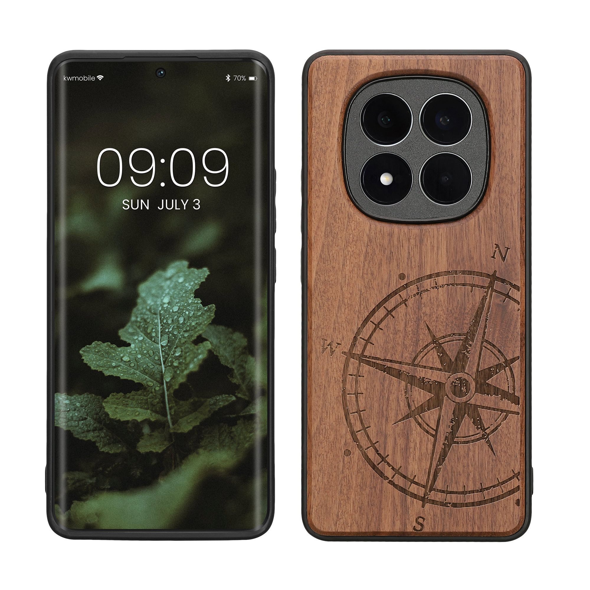 Dřevěný kryt na mobil Xiaomi Redmi Note 15 4G / 5G a další - kwmobile, tmavě hnědý