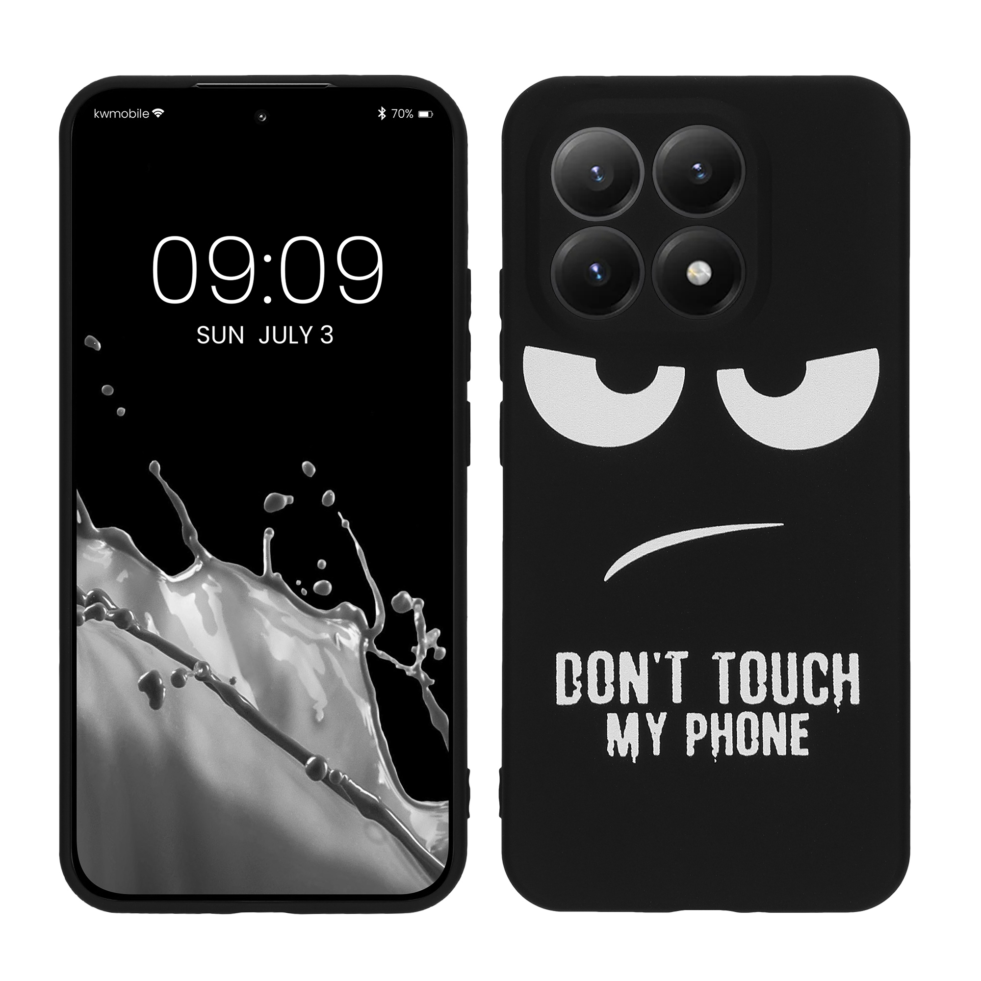 TPU silikonové pouzdro pro Xiaomi 15T kwmobile - bílá „nesahej na můj telefon“ / černá