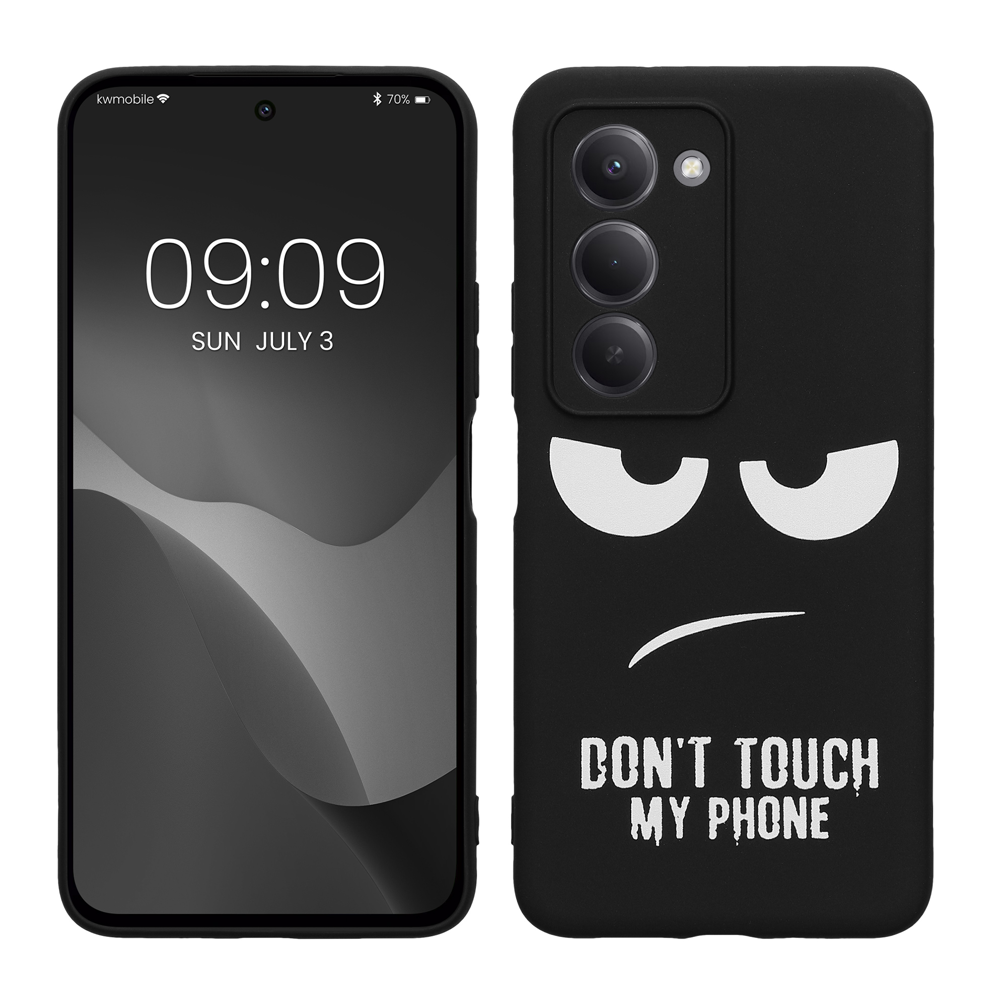 TPU silikonové pouzdro pro Xiaomi Redmi 15 5G kwmobile - bílá „nesahej na můj telefon“ / černá