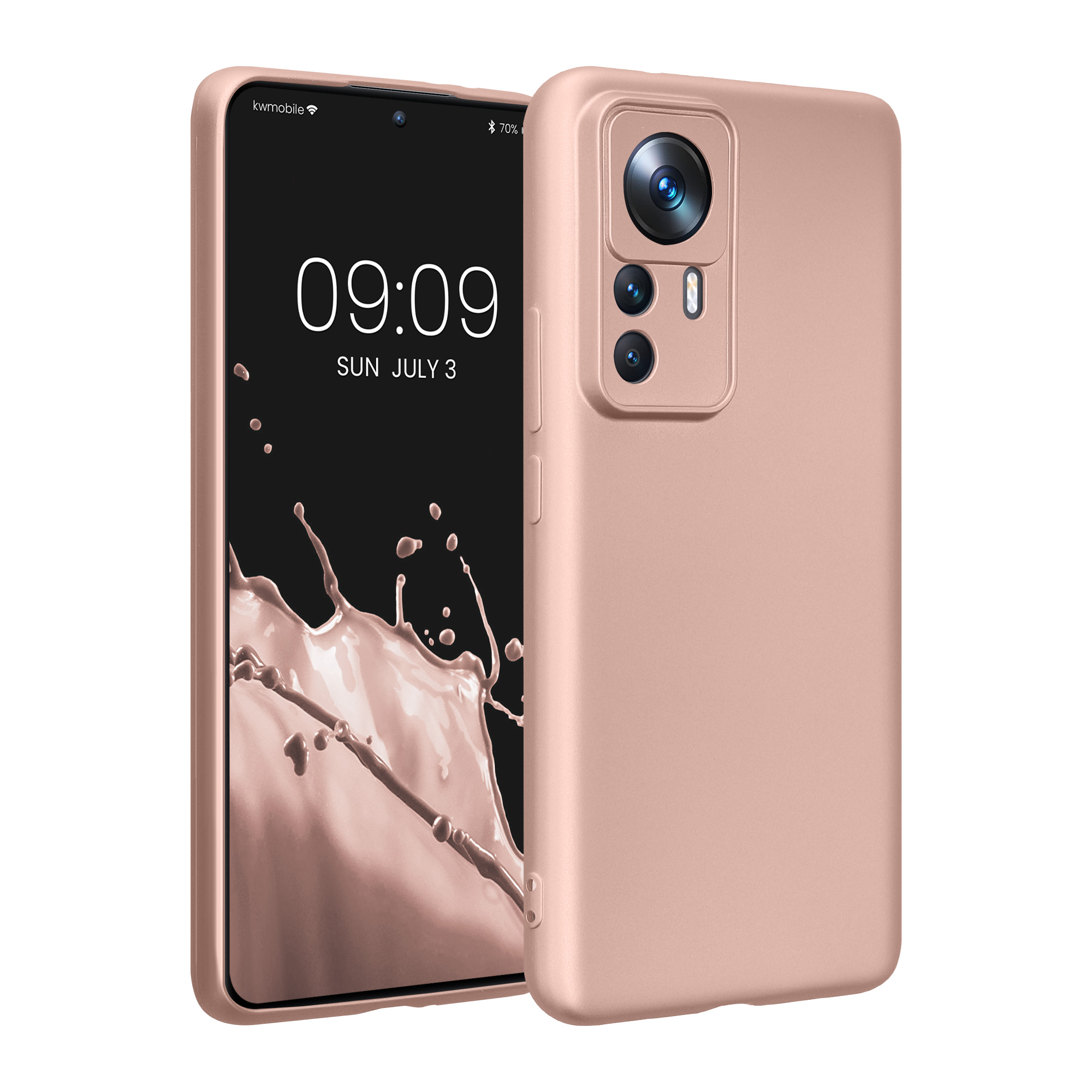 Kryt na mobil Xiaomi 12T Pro - kwmobile, metalické růžové zlato