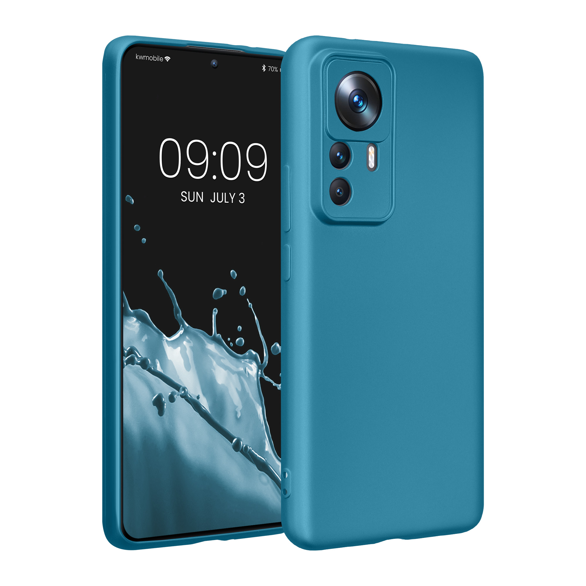 Pouzdro pro Xiaomi 12T Pro kwmobile metalické TPU - metalická karibská modrá
