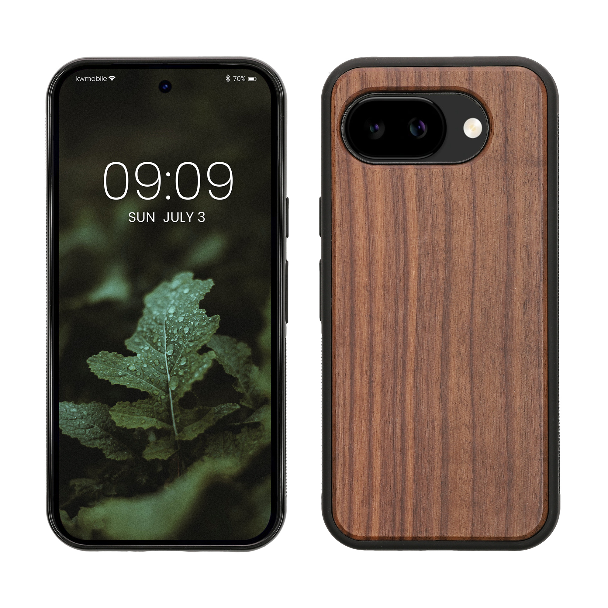 Dřevěný kryt na mobil Google Pixel 10a, nárazuvzdorný - kwmobile, tmavě hnědý