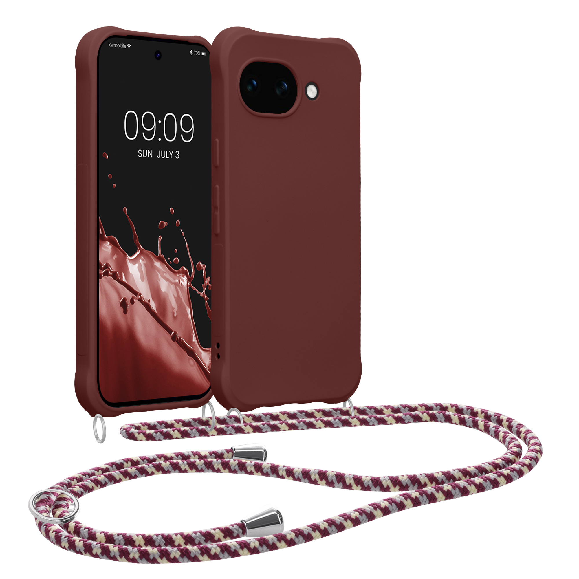 Pouzdro s popruhem (crossbody) pro Google Pixel 10a kwmobile silikonové - vínově fialová
