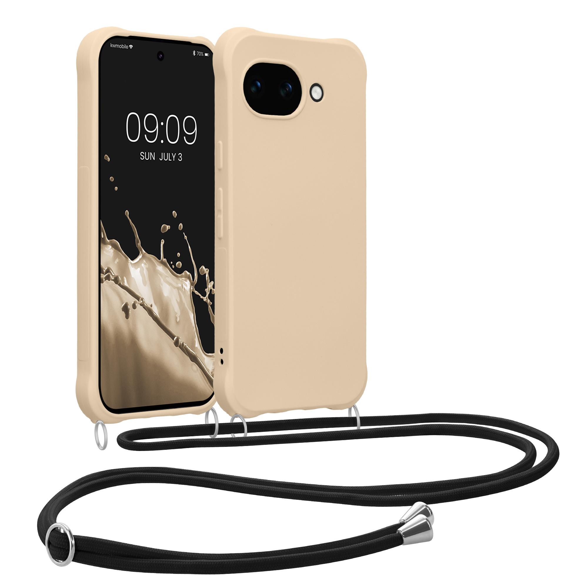Pouzdro s popruhem (crossbody) pro Google Pixel 10a kwmobile silikonové - krémová