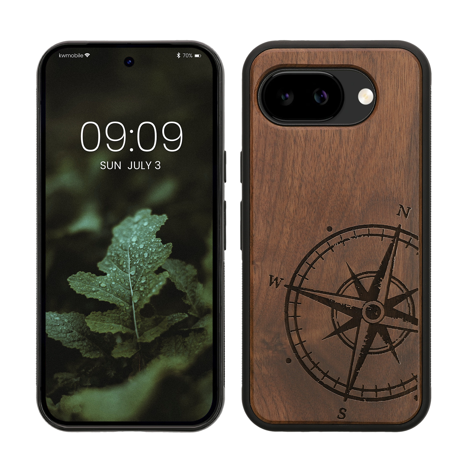 Dřevěný kryt na mobil Google Pixel 10a, nárazuvzdorný - kwmobile, tmavě hnědý