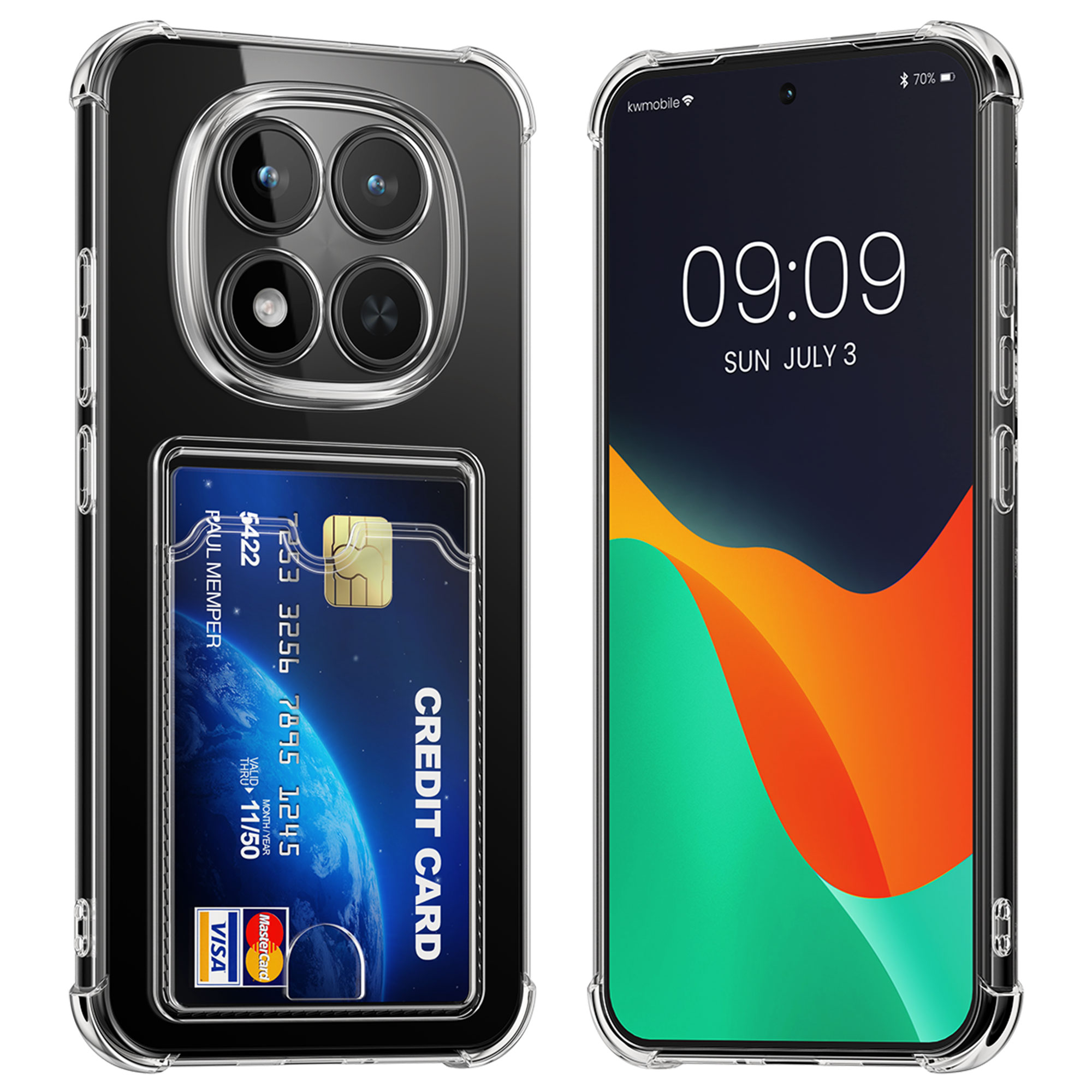 Kryt s držákem karty kwmobile pro Xiaomi Redmi Note 15 Pro+ 5G / Poco M8 Pro 5G - transparentní