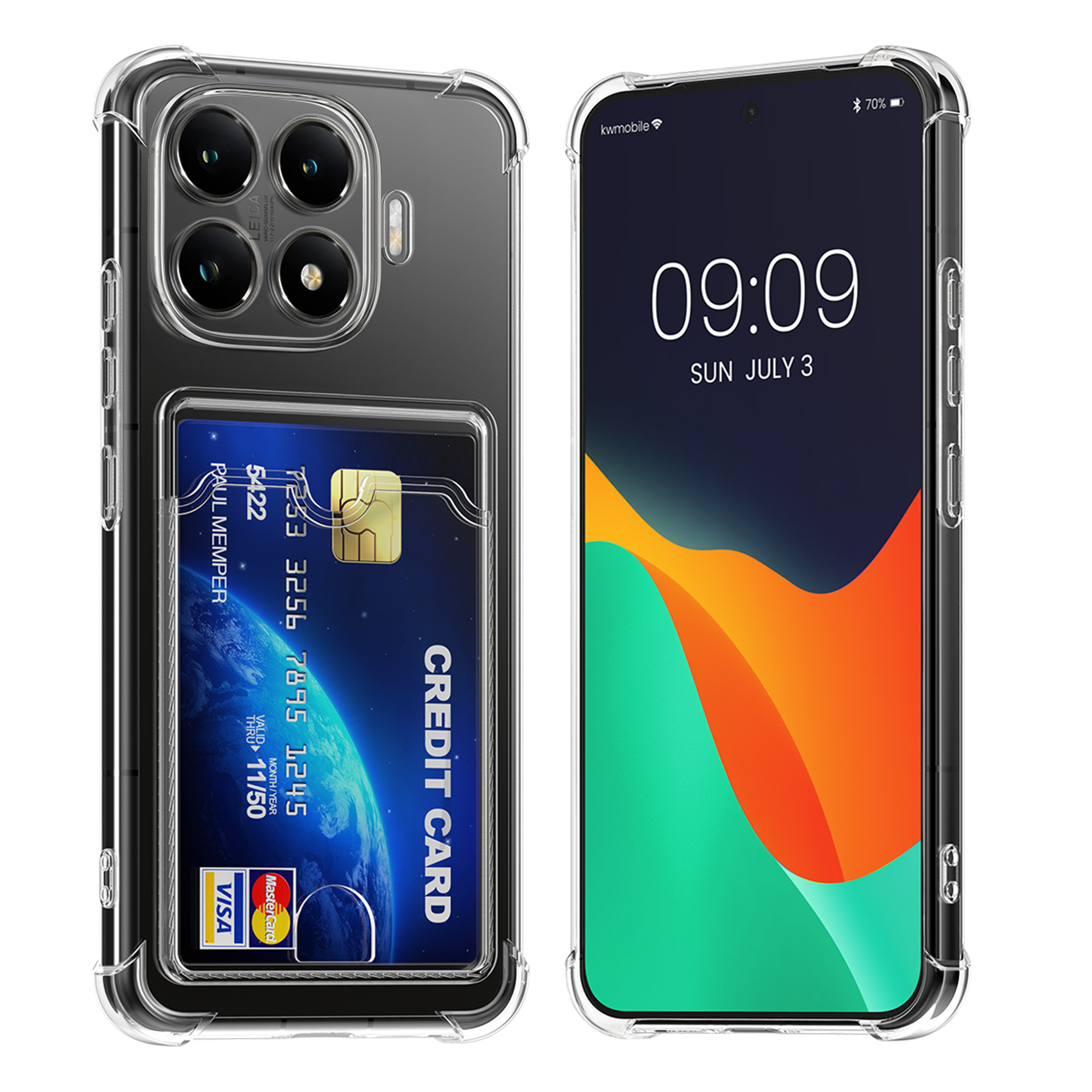 TPU pouzdro s kapsou na kartu pro Xiaomi 15T Pro kwmobile kapsa na kartu - transparentní