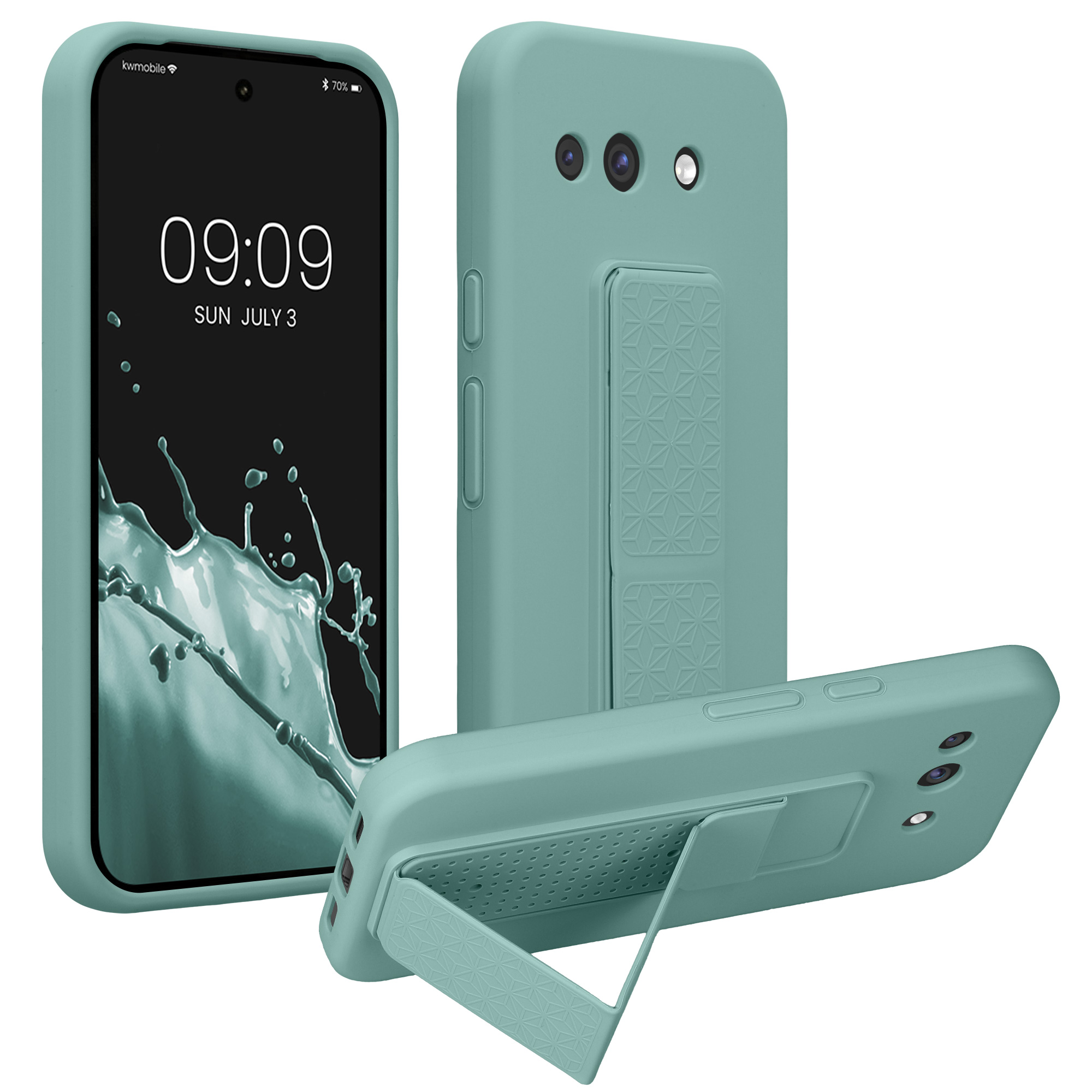 Pouzdro pro Google Pixel 10a kwmobile se stojánkem s poutkem silikonové - mátová