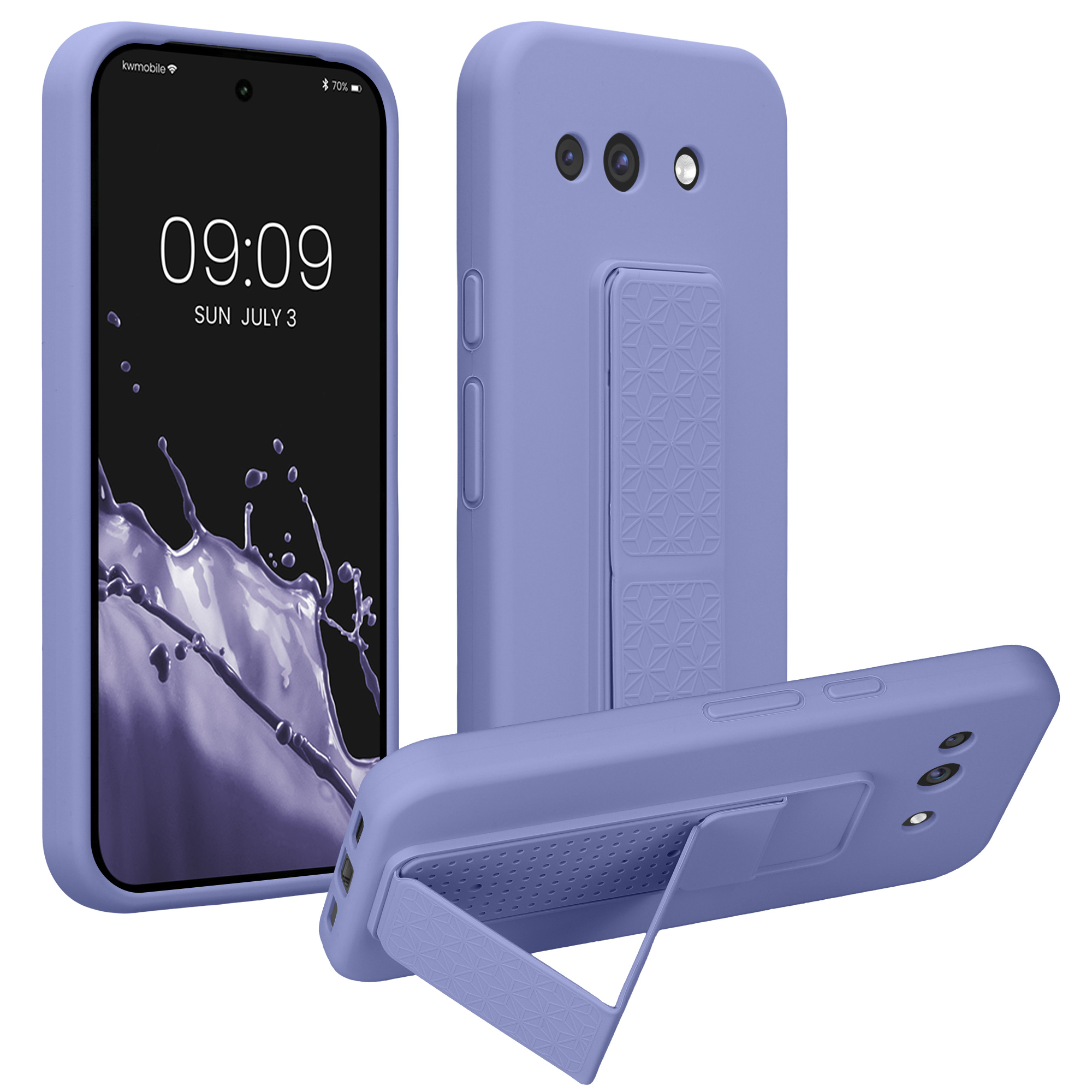 Pouzdro pro Google Pixel 10a kwmobile se stojánkem s poutkem silikonové - levandulová
