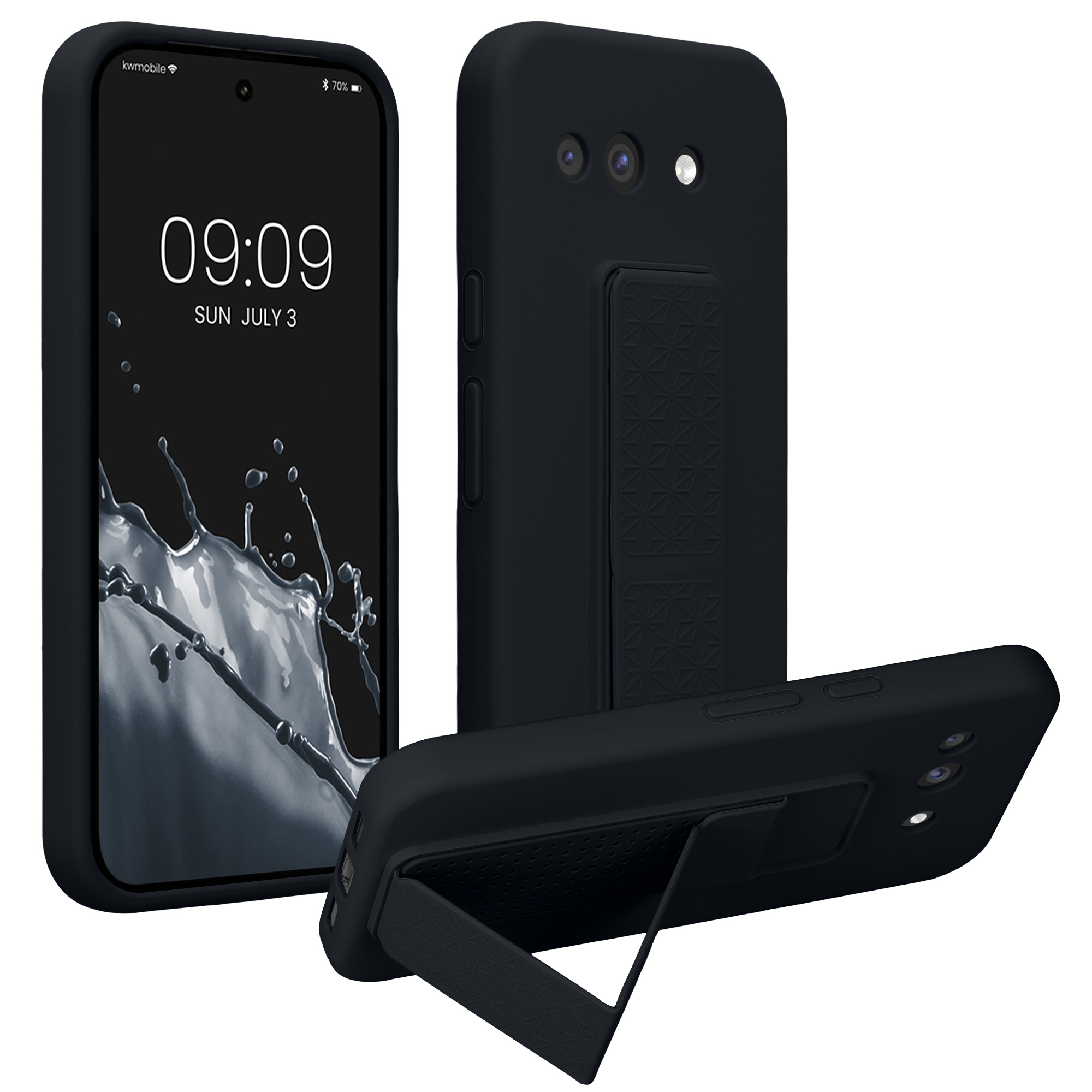 Pouzdro pro Google Pixel 10a kwmobile se stojánkem s poutkem silikonové - borůvková