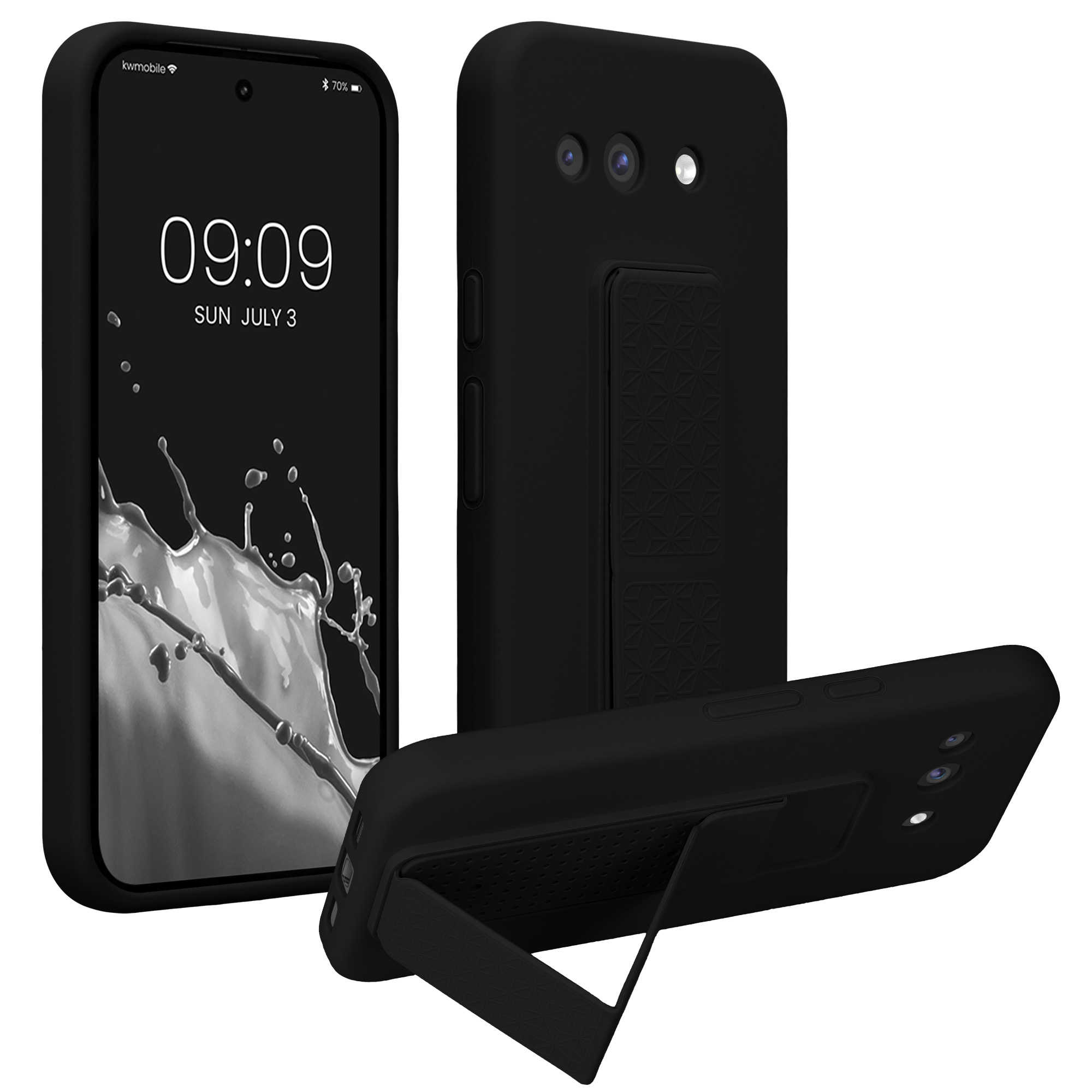 Pouzdro pro Google Pixel 10a kwmobile se stojánkem s poutkem silikonové - černá