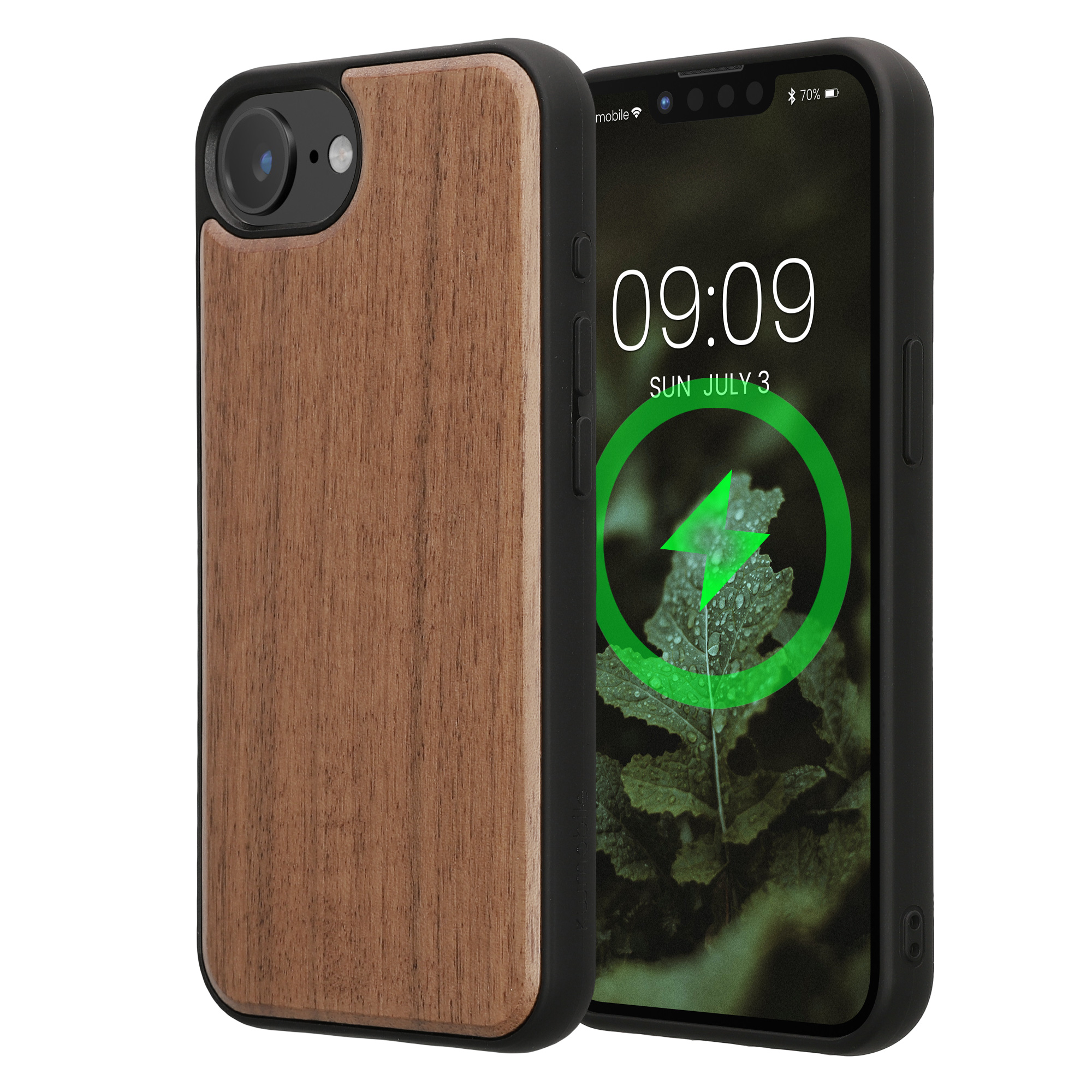Ochranné pouzdro z pravého dřeva pro Apple iPhone 17e / iPhone 16e kwmobile dřevěné - vintage hnědá / hnědá akácie